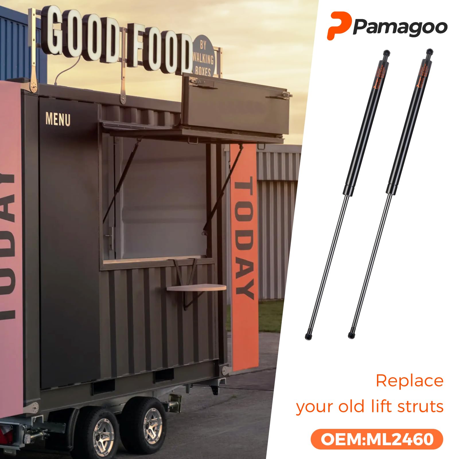 36 Inch 60Lb/267N Gas Strut Lift Support For Rv Bed Storage Heavy Duty Basement Door Tonneau Cover Custom Window Lid Tool Box Ca