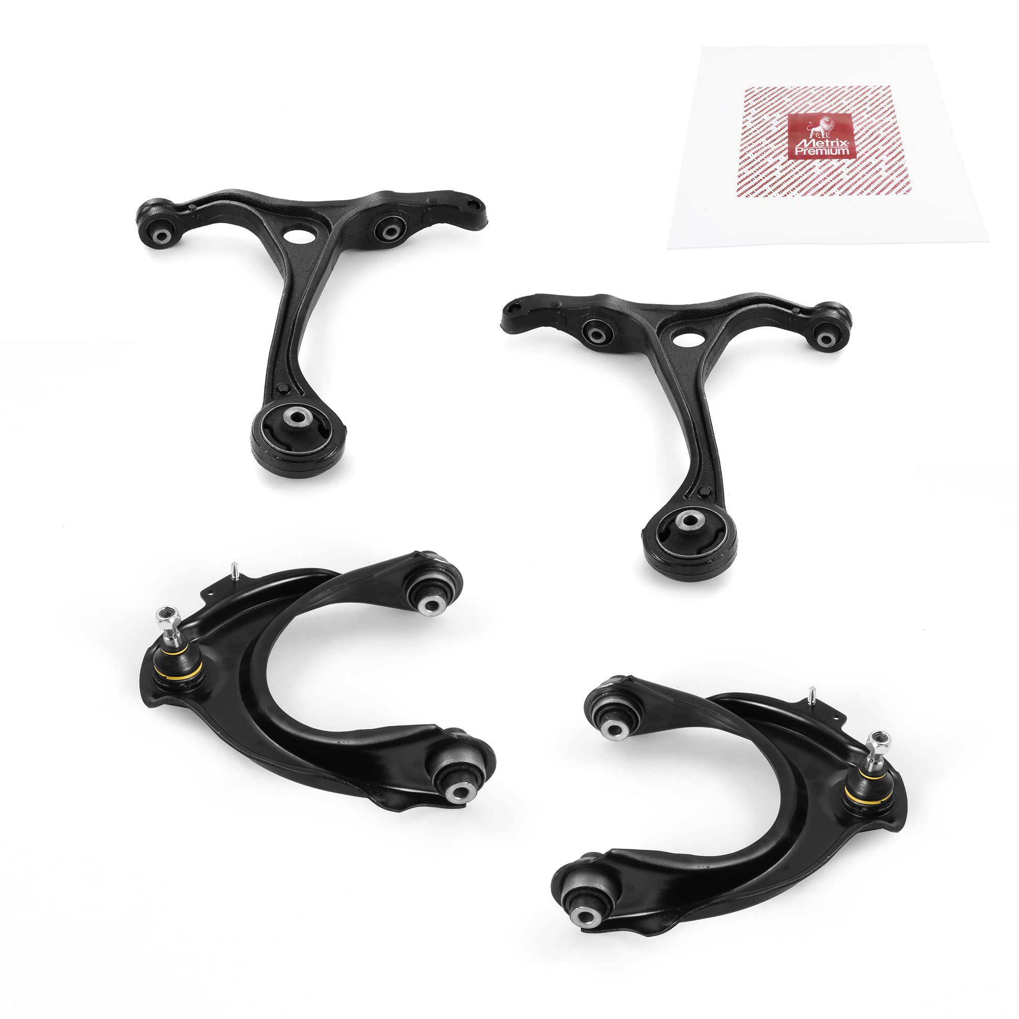 Metrix Premium Chassis Parts - 4 Pc Front Lower & Front Upper Control Arm Kit Fits 2004-2008 Acura Tsx, 2003-2007 Honda Accord,