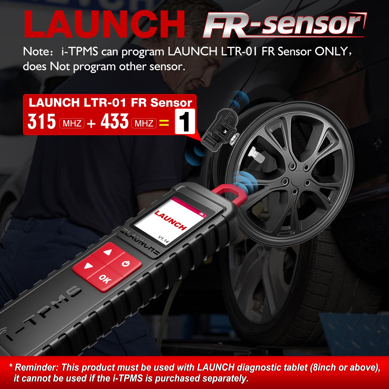 LAUNCH X-431 TSGUN Tire Pressure Detector Tool - Relearn, Reset, Coding for TPMS Sensors, Android Compatible, TSGUN-NEW