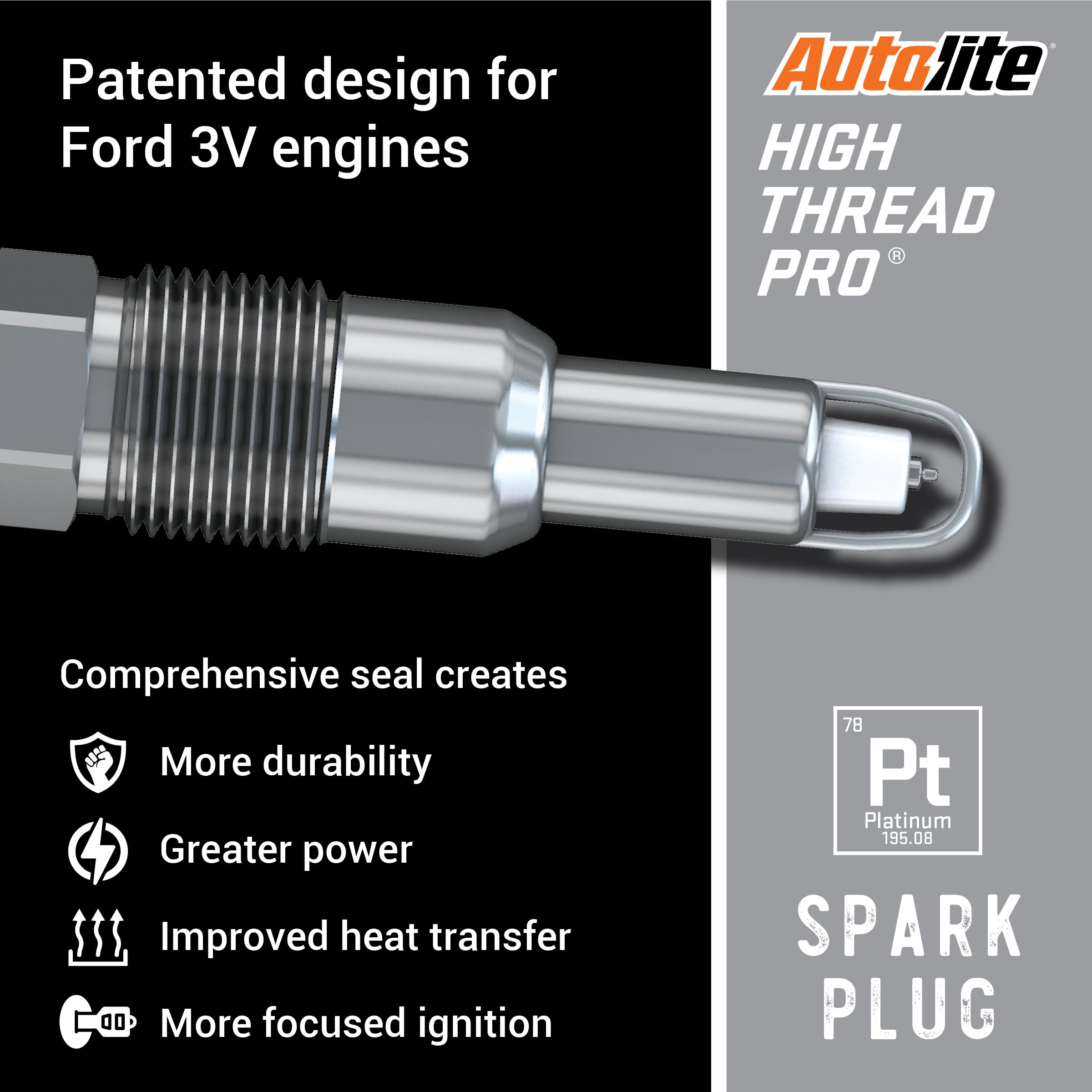 Autolite HT0 Platinum High Thread Spark Plug - Single Pack, Neutral Color, High Performance