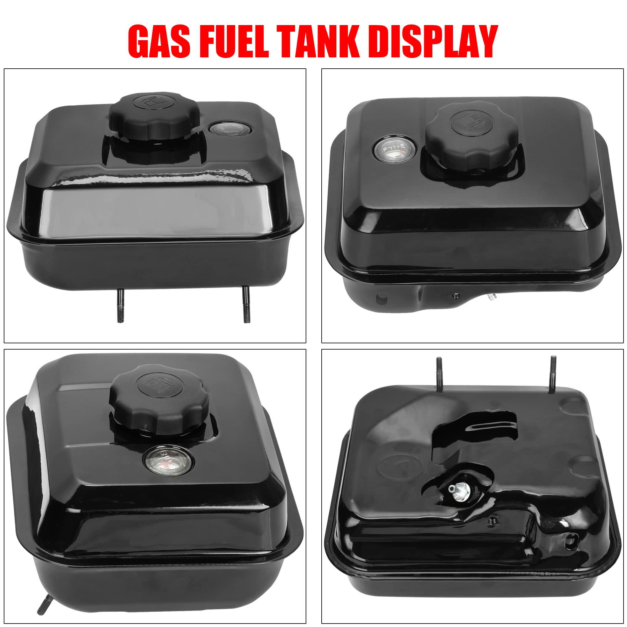 GREHUA Gas Fuel Tank GFT-212A with Fuel Level Gauge for Predator 212cc 196cc Mini Bikes & Go Karts - Metal, Black