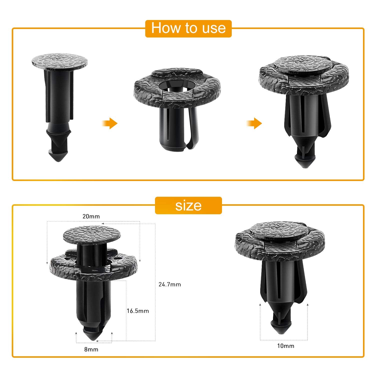 Gooacc Bumper & Radiator Support Clip Automotive Furniture Assembly Expansion Screws Kit Auto Body Clips 8Mm - 40Pcs
