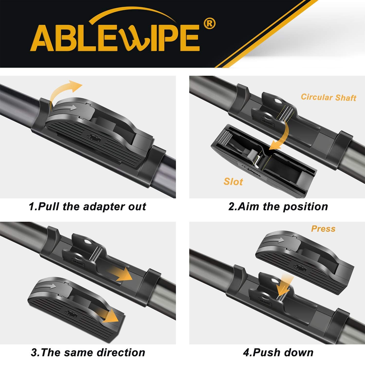 Ablewipe Windshield Wiper Baldes, 17 + 17 Front Window Wiper Blades Model: 18O13B (Set Of 2)