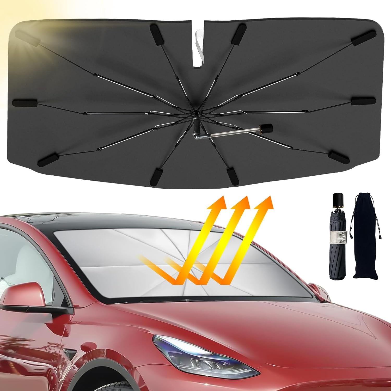 Whixant Car Sun Shade Windshield Cover  Umbrella Sun Shade for Cars Front Window  Foldable Sunshade  Protect Car from Sun Ray