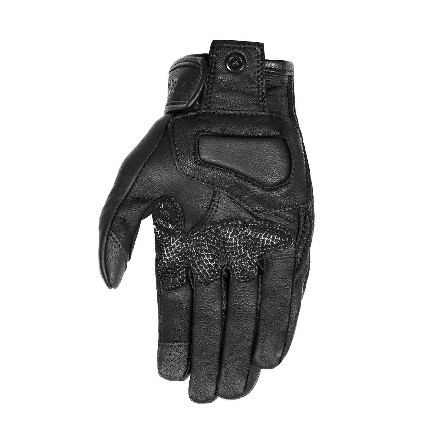 Updated Full Finger Leather Motorcycle Gloves Phone Touch Goat Skin Black Motorbike Riding Gloves (Updated,Non-Perforated, L)