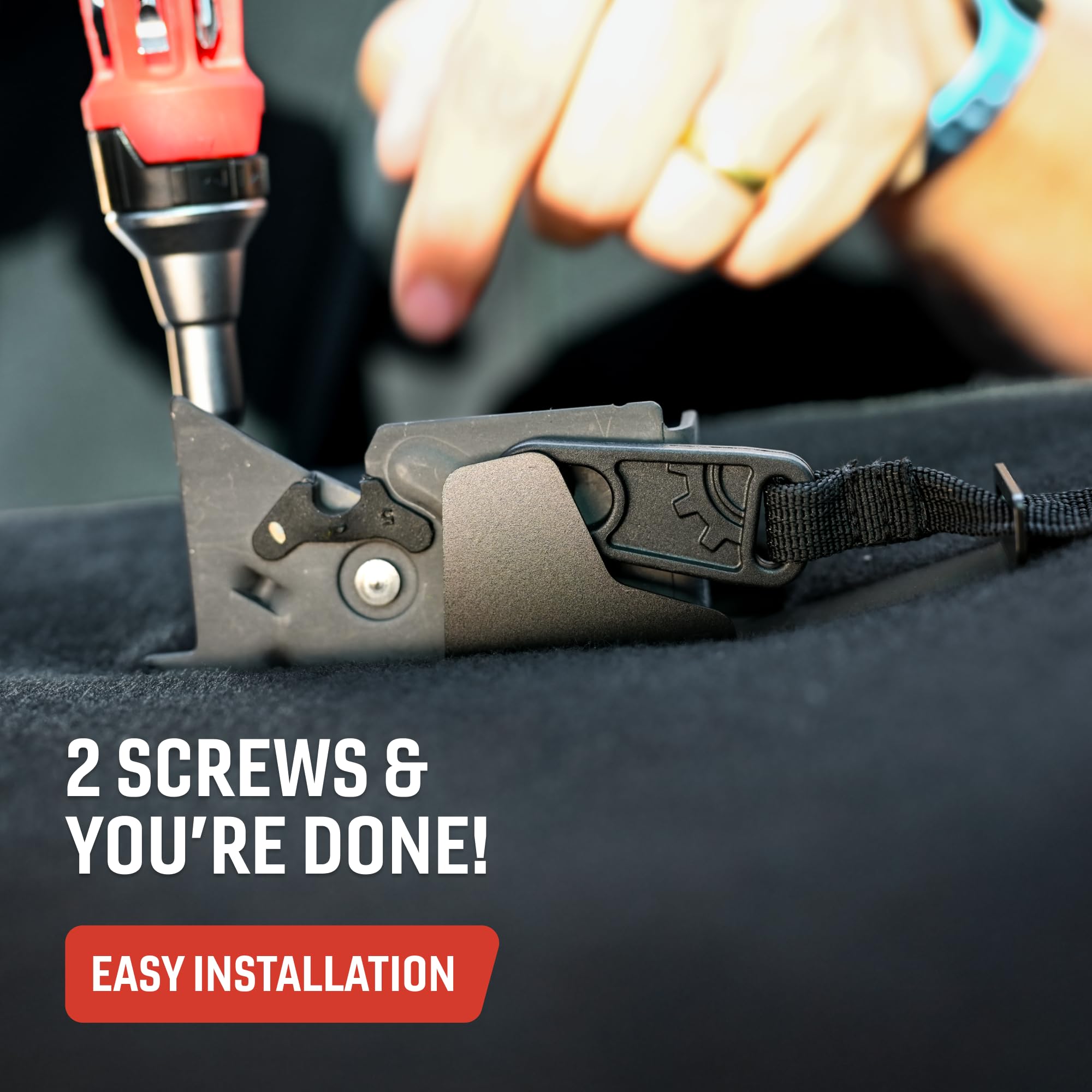 Builtright Industries Rear Seat Release With Olive Strap Compatible With F-150 (2009+), F-250/350 (2017+)