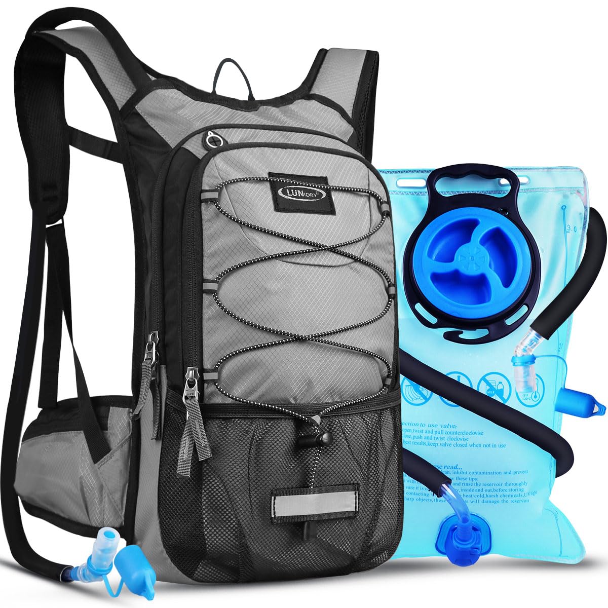 Lunidry Insulated Hydration Pack Backpack With 3L Bpa Free Leak-Proof Water Bladder, Keep Liquids Cool Up To 5 Hours, Daypack For Hiking, Running, Cycling, Hunting, Climbing