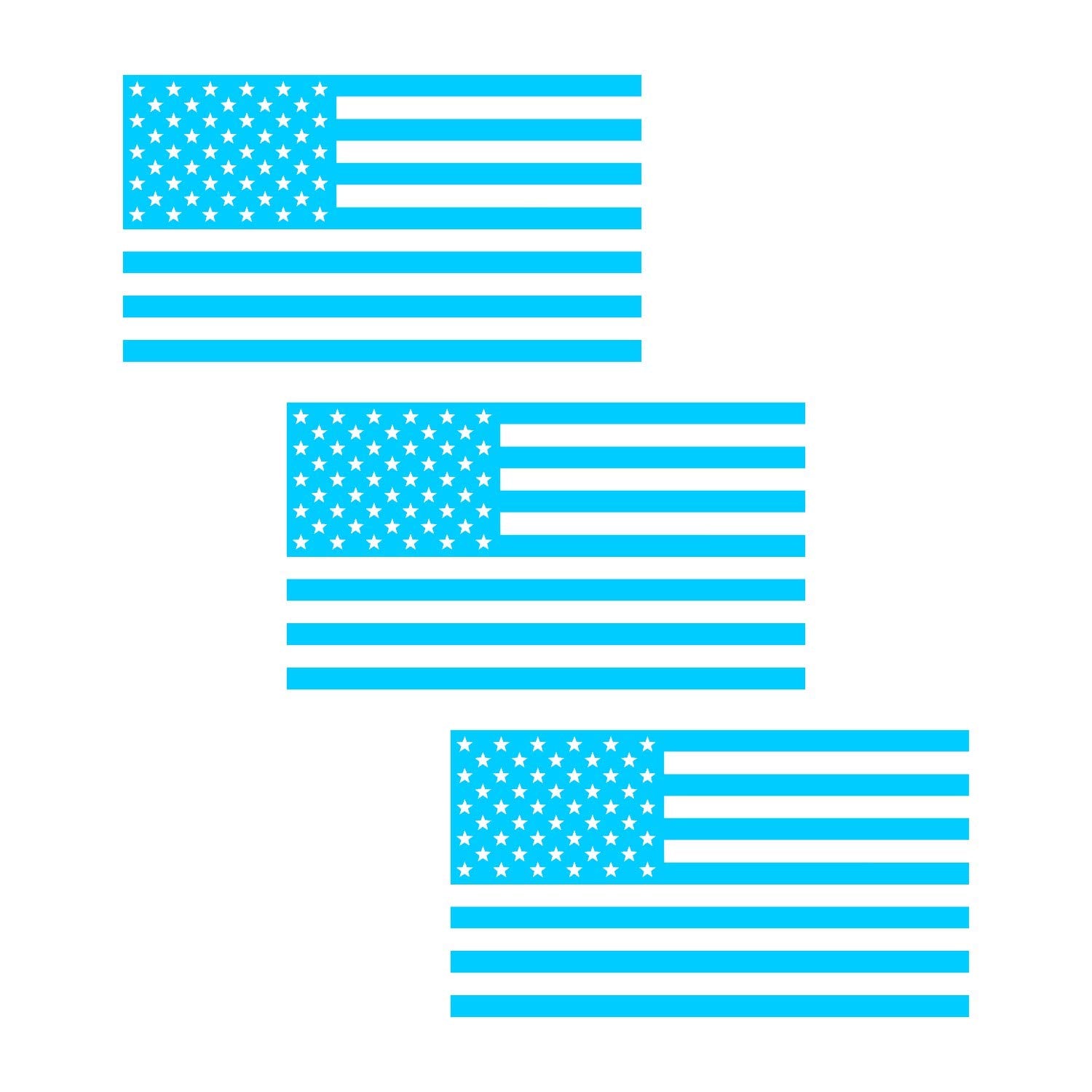 American Us Flag [Pick Color/Size] Vinyl Decal Sticker For Laptop/Car/Truck/Window/Bumper (7.5In X 4.2In [3-Pack], Matte Light B