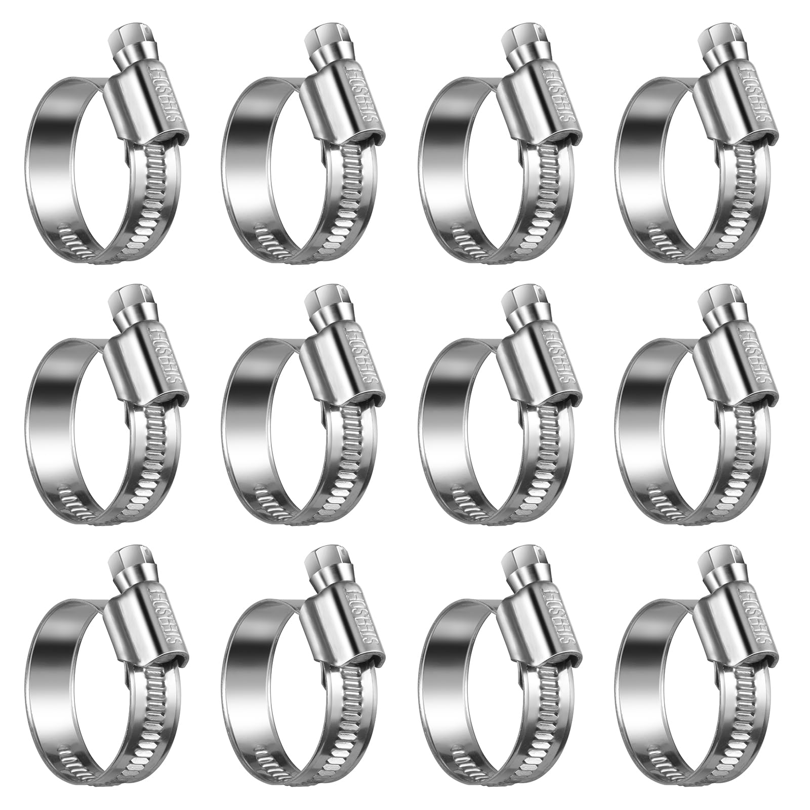 Steelsoft Heavy Duty Hose Clamp Size#12, 3/4 To 1-1/4 Inch Adjustable Worm Gear Drive Hose Clamps Stainless Steel 304 For Fuel I