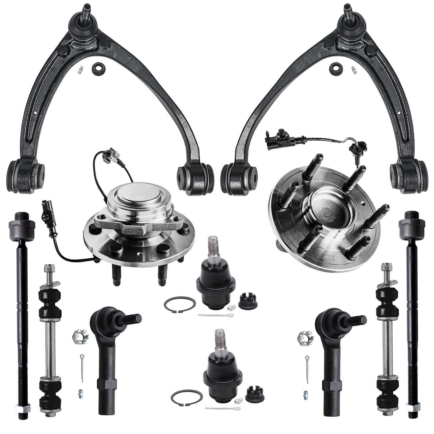 Detroit Axle - 2WD Front 12pc End Kit for Chevy GMC Silverado Sierra Suburban Yukon XL 1500 Avalanche Tahoe Escalade Upper Contr