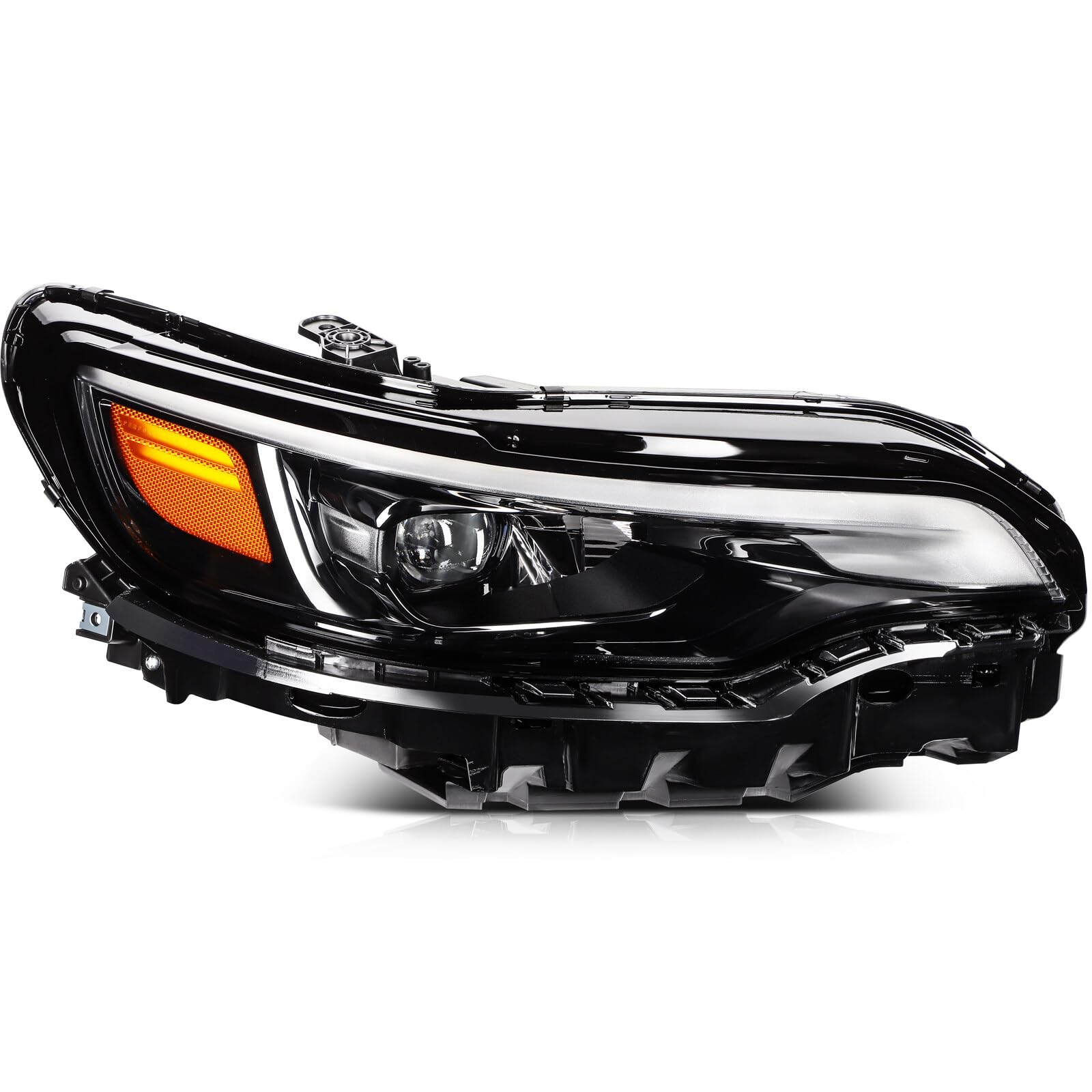 OCPTY Headlight Assembly Right Side Replacement For 2019-2022 for Jeep Cherokee Black Housing Amber Reflector Clear Lens