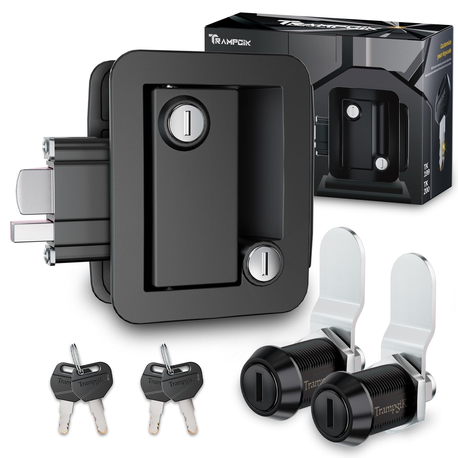 TrampgiK RV Door Lock Set, for RV Camper,Travel Trailer Entrance Front Door,1 Plastic Camper Door Lock + 2pcs Storage Locks, 7/8