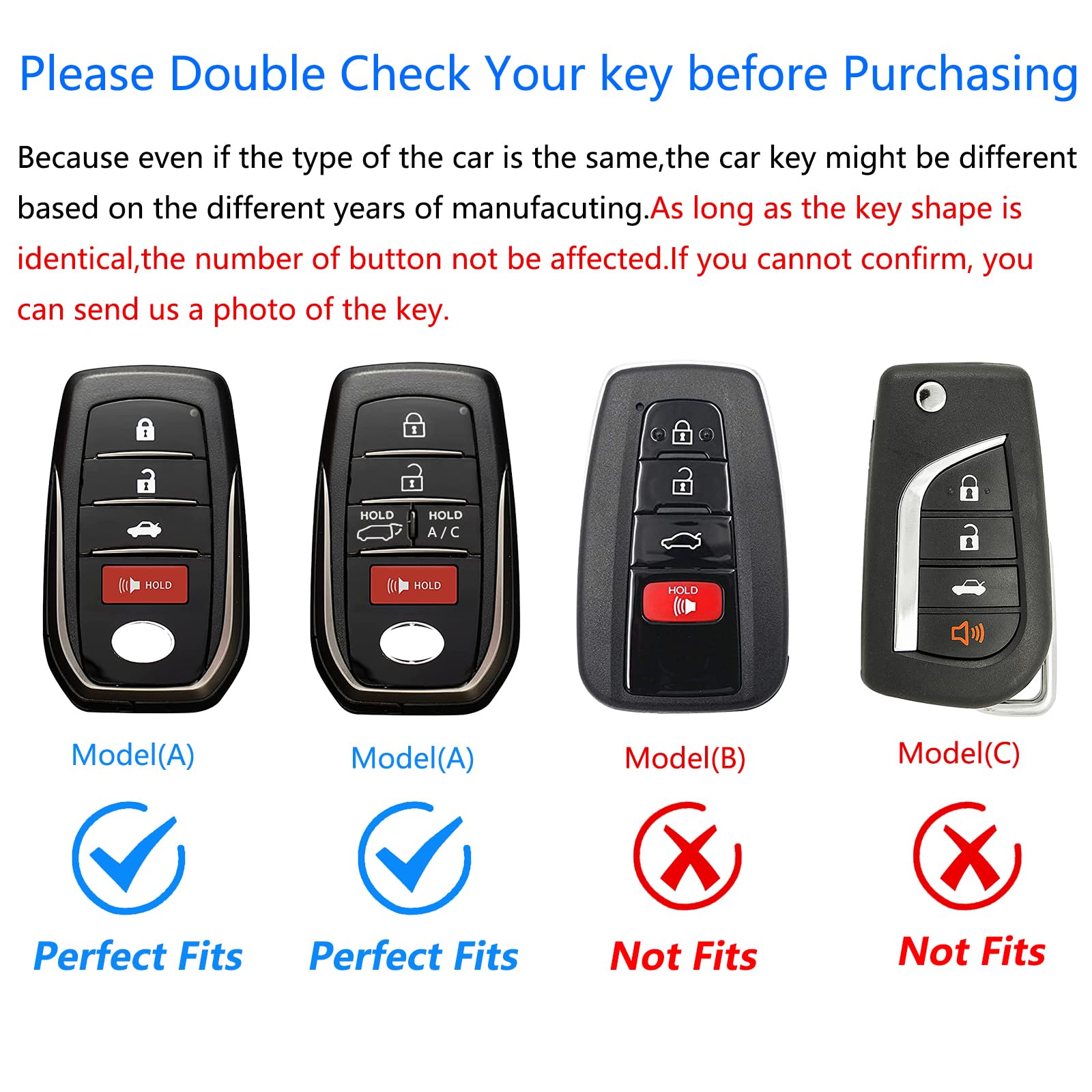 Ocezbiis For Toyota Key Fob Cover,Keychain,Zinc Alloy Protection Car Key Shell Case Compatible With Toyota Smart Remote Keyless