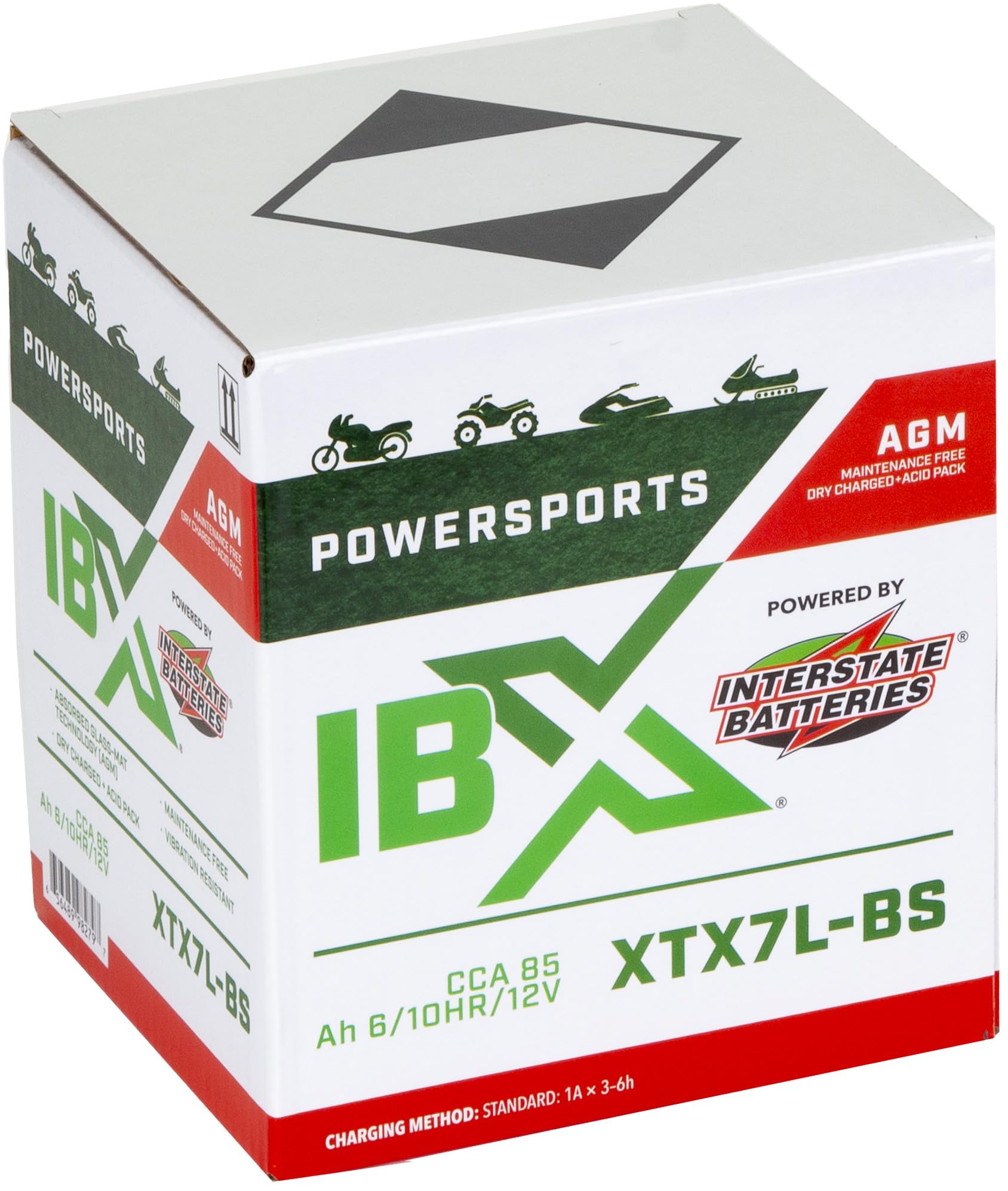 Interstate Batteries YTX7L-BS 12V 6Ah AGM Powersports Battery - 85CCA Replacement for Honda, Suzuki, Piaggio Motorcycles, ATVs, and Scooters