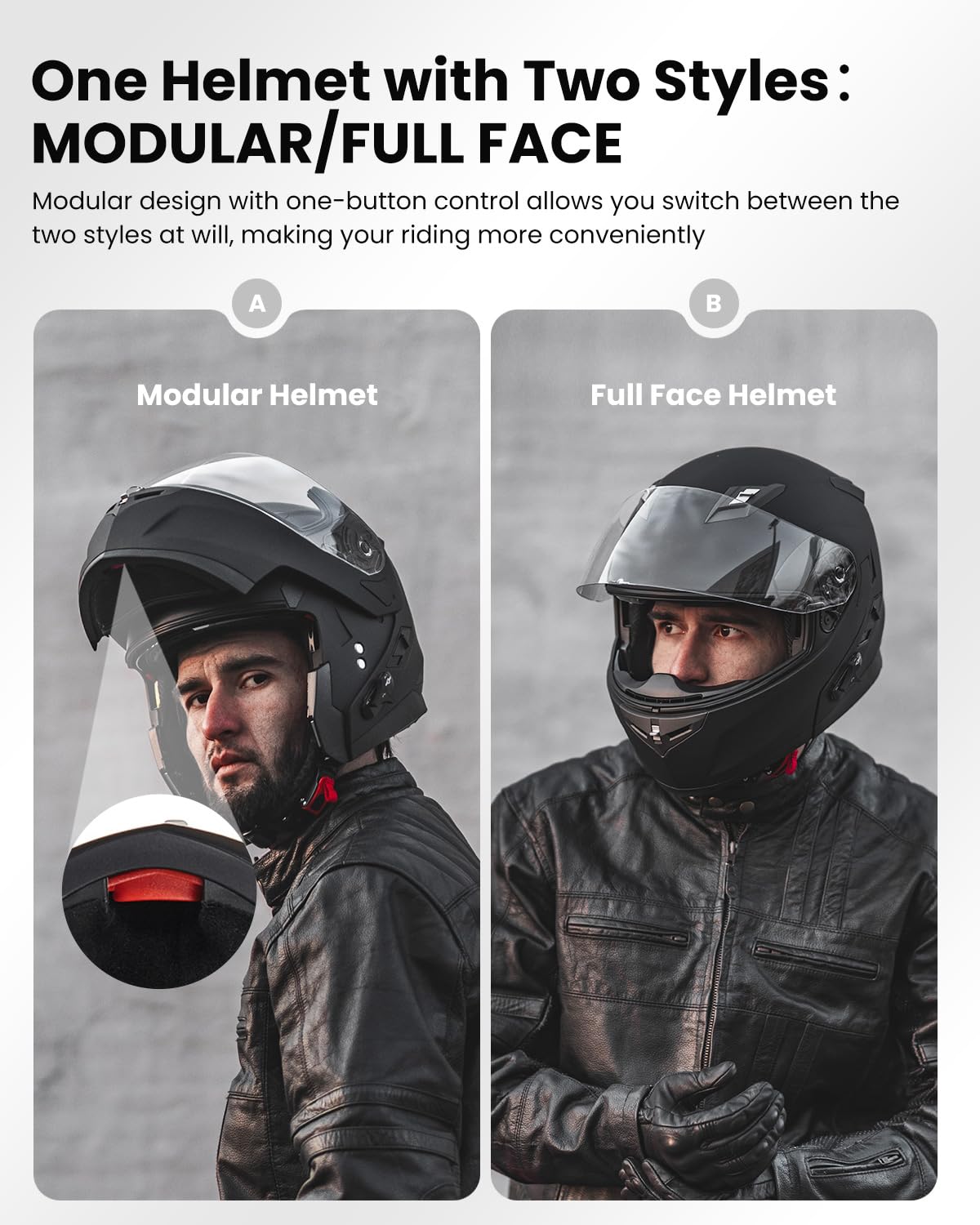 Ilm Bluetooth Integrated Modular Flip Up Full Face Motorcycle Helmet Sun Shield Mp3 Intercom Model 953 (S, Matte Black)