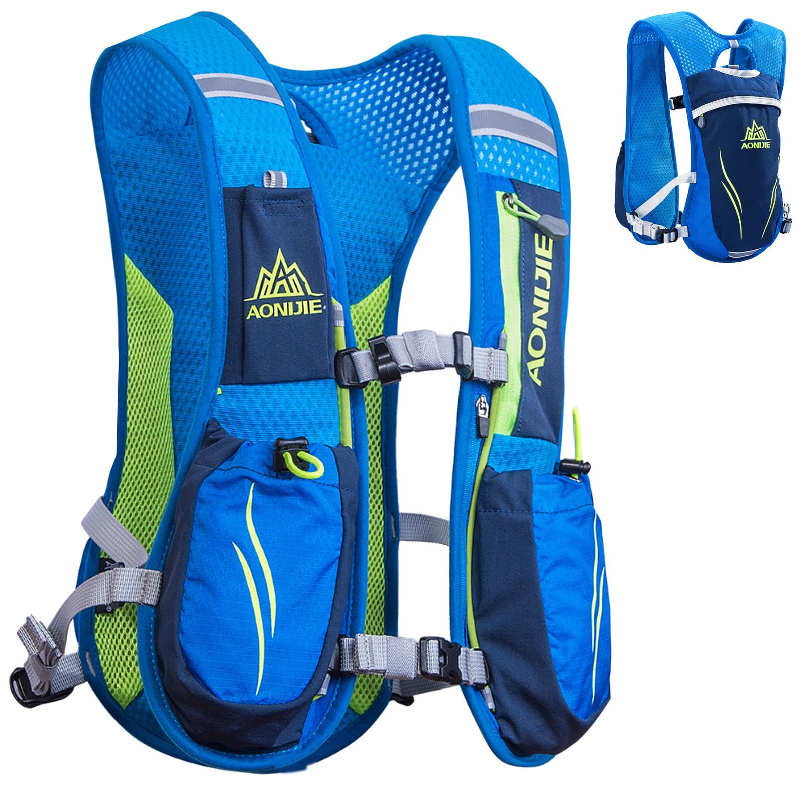 Azarxis Hydration Running Vest Backpack Pack 5.5L For Women And Men Jogging Trail Race Marathon Cycling Hiking (Blue Backpack Only)