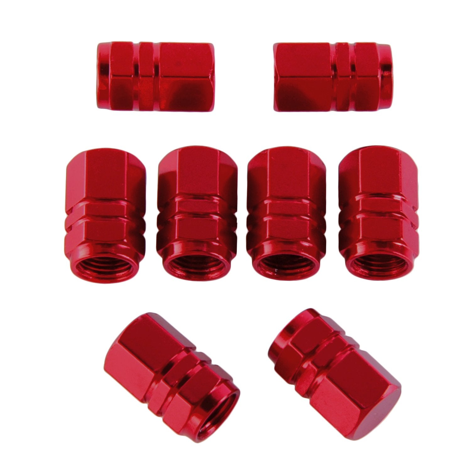 EBOOT 8 Pcs Red Tire Stem Valve Caps Wheel Valve Covers Universal Car Dustproof Aluminum Tire Caps Hexagon Shape for Cars Truck 