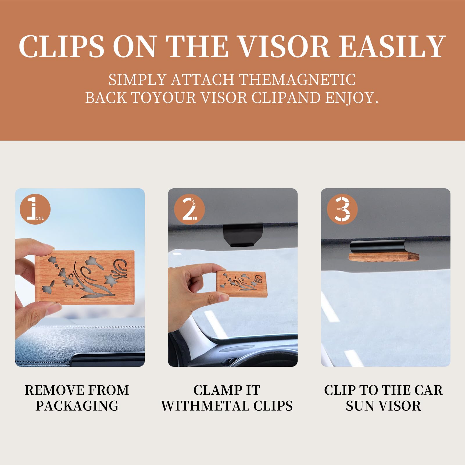 ECOGREDA Wood Car Air Freshener - Car Odor Eliminator for Visor Clip, Vehicle Scent Diffuser for Cabin, Truck & SUV(Lavender)