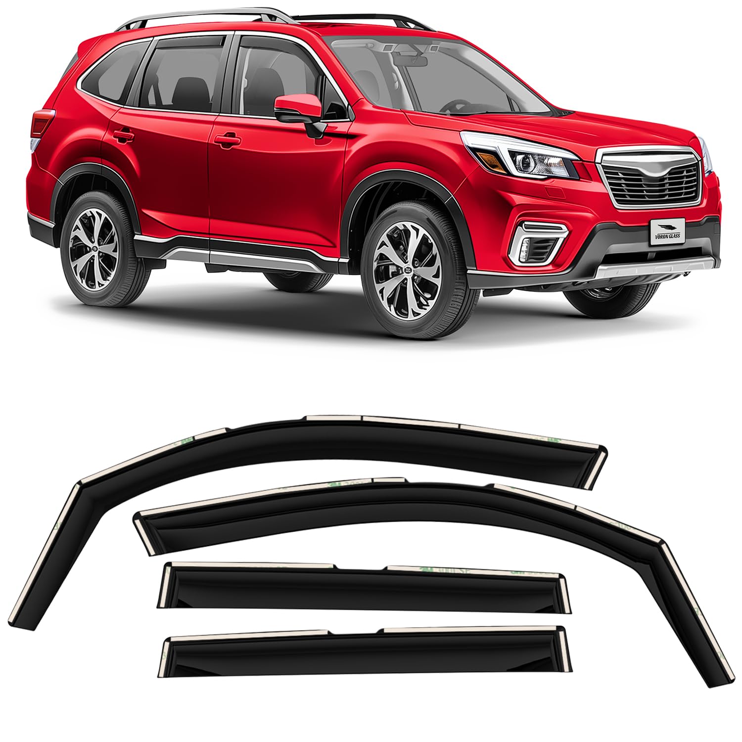 Voron Glass in-Channel Extra Durable Rain Guards for Subaru Forester 2019-2024, Window Deflectors, Vent Window Visors, 4 Pieces 