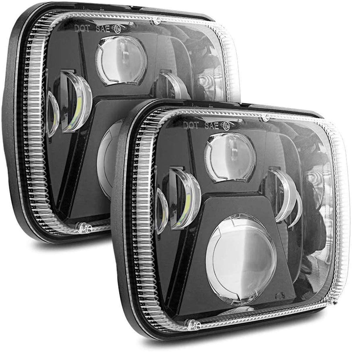 Auxbeam 5X7 7X6 Inch Led Headlights With High Low Beam Dot Approved H6054 6054 Led Rectangular Headlight For Jeep Wrangler Yj Ch