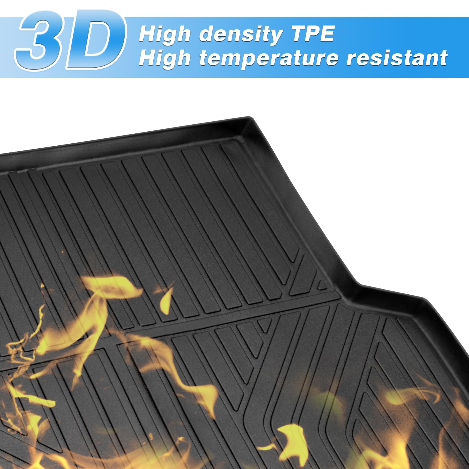 Powerty Cargo Liner For 2019-2023 2024 Kia Forte Accessories Cargo Mat All Weather Cargo Trunk Mat Heavy-Duty Tpe Car Rear Trunk