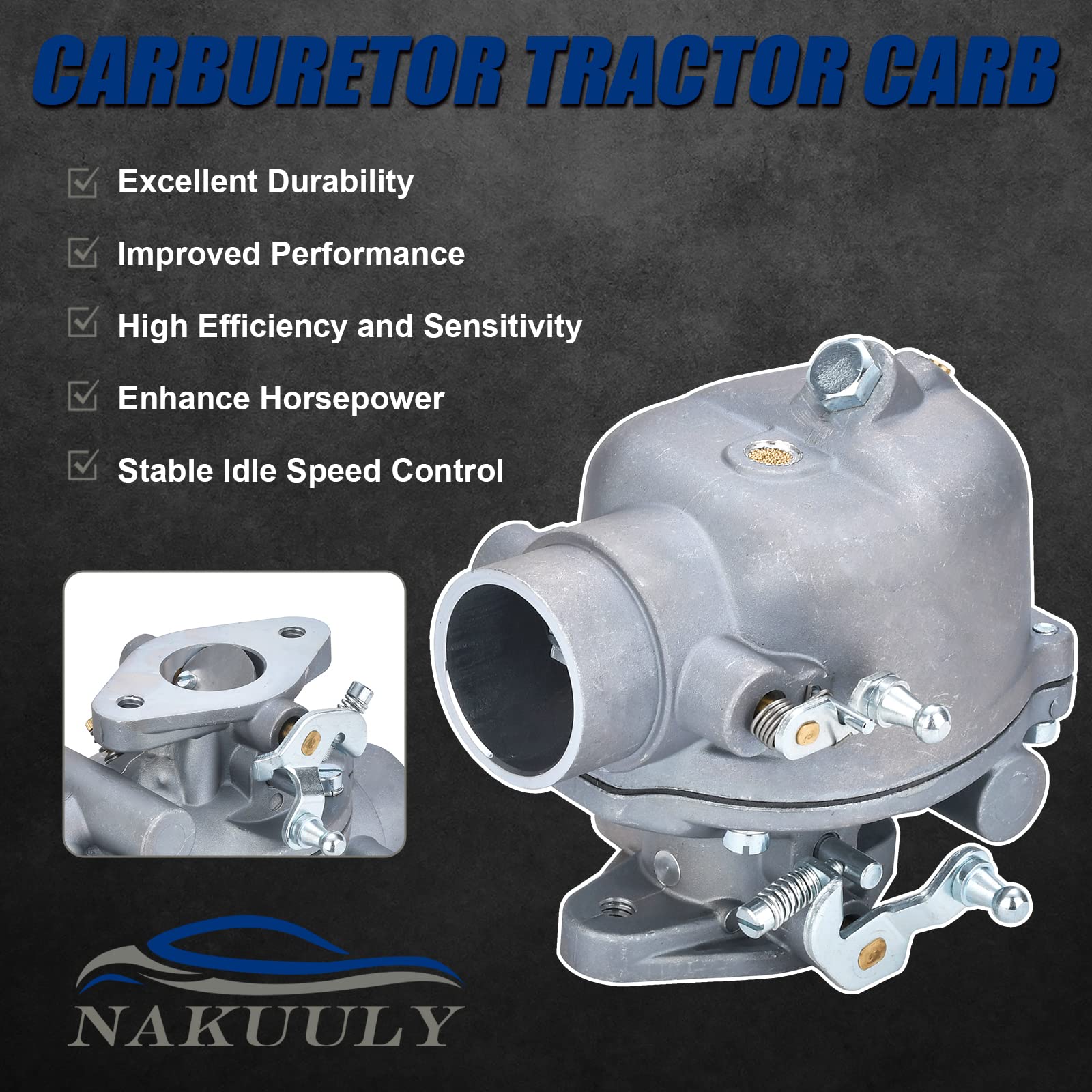Nakuuly 8N9510C Marvel Schebler Carburetor For Ford Tractor With Gasket And Bolts Compatible With Ford Tractor 2N 8N 9N 1939-195