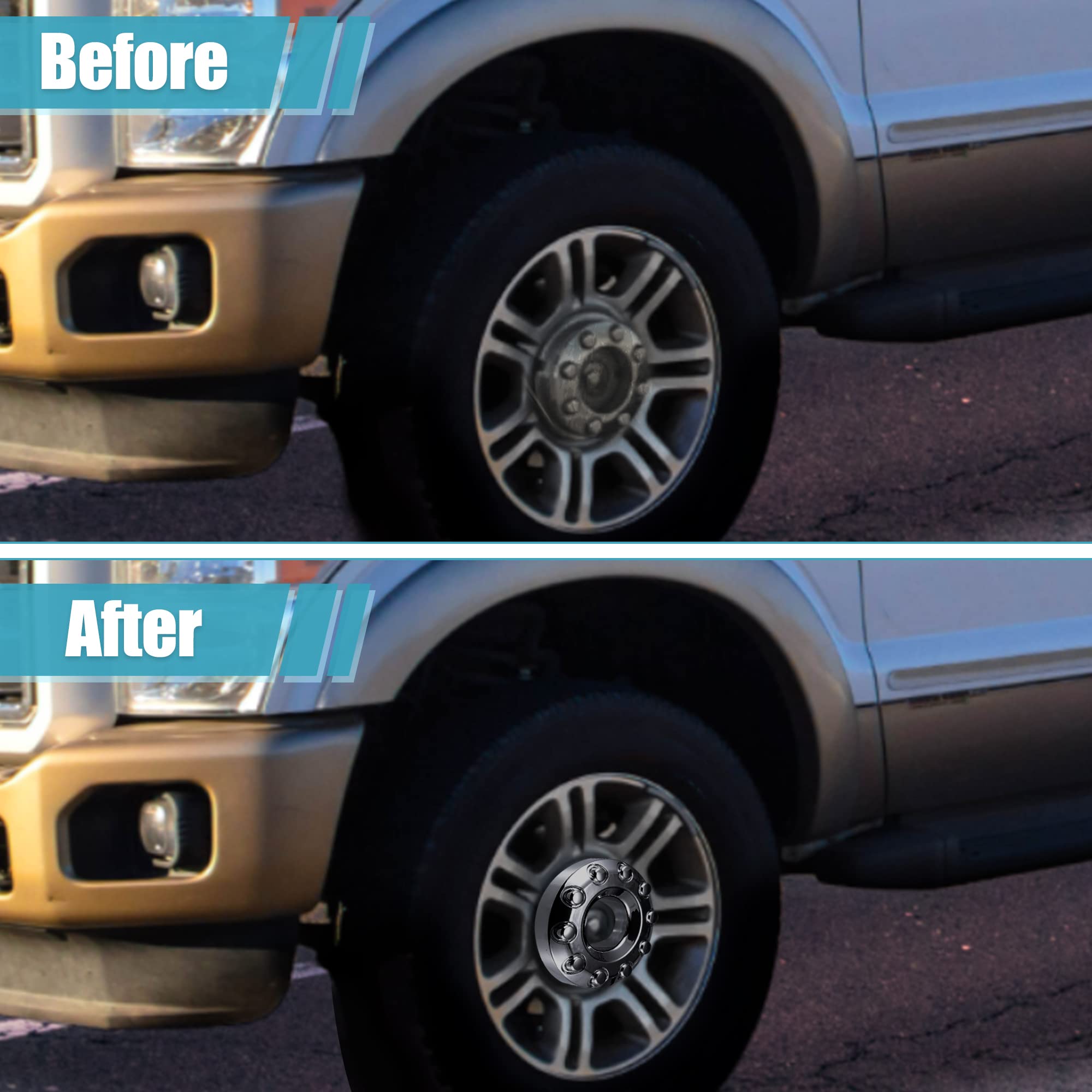 X AUTOHAUX Chrome Wheel Center Hub Cap Cover for Ford F450/F350 2011-2016, 4.06"x11.02", Silver Tone, Plastic, Front Wheels Only