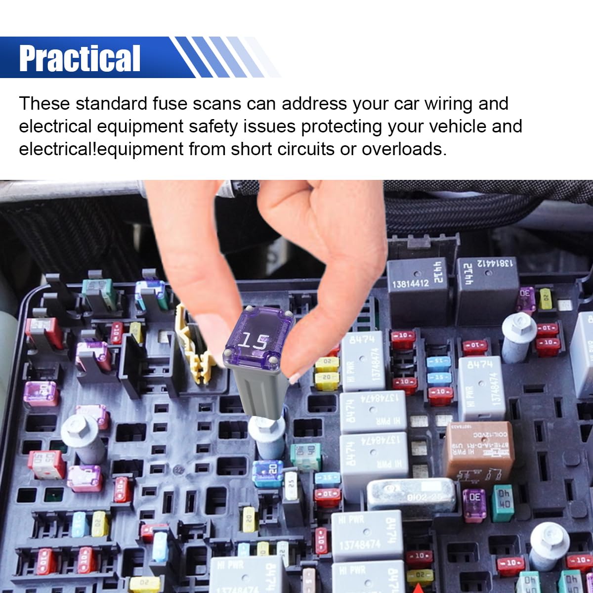 10PCS 15 Amp Car Micro Cartridge Fuses - Slow Blow FMM Mcase Type, Automotive Low Profile Mini Box Shaped Fuse for Cars, Trucks