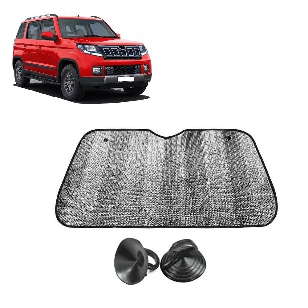 Car Windshield Sun Shade UV Rays Protector Silver Sunshade Solar Reflective suitable for Mahindra TUV 300