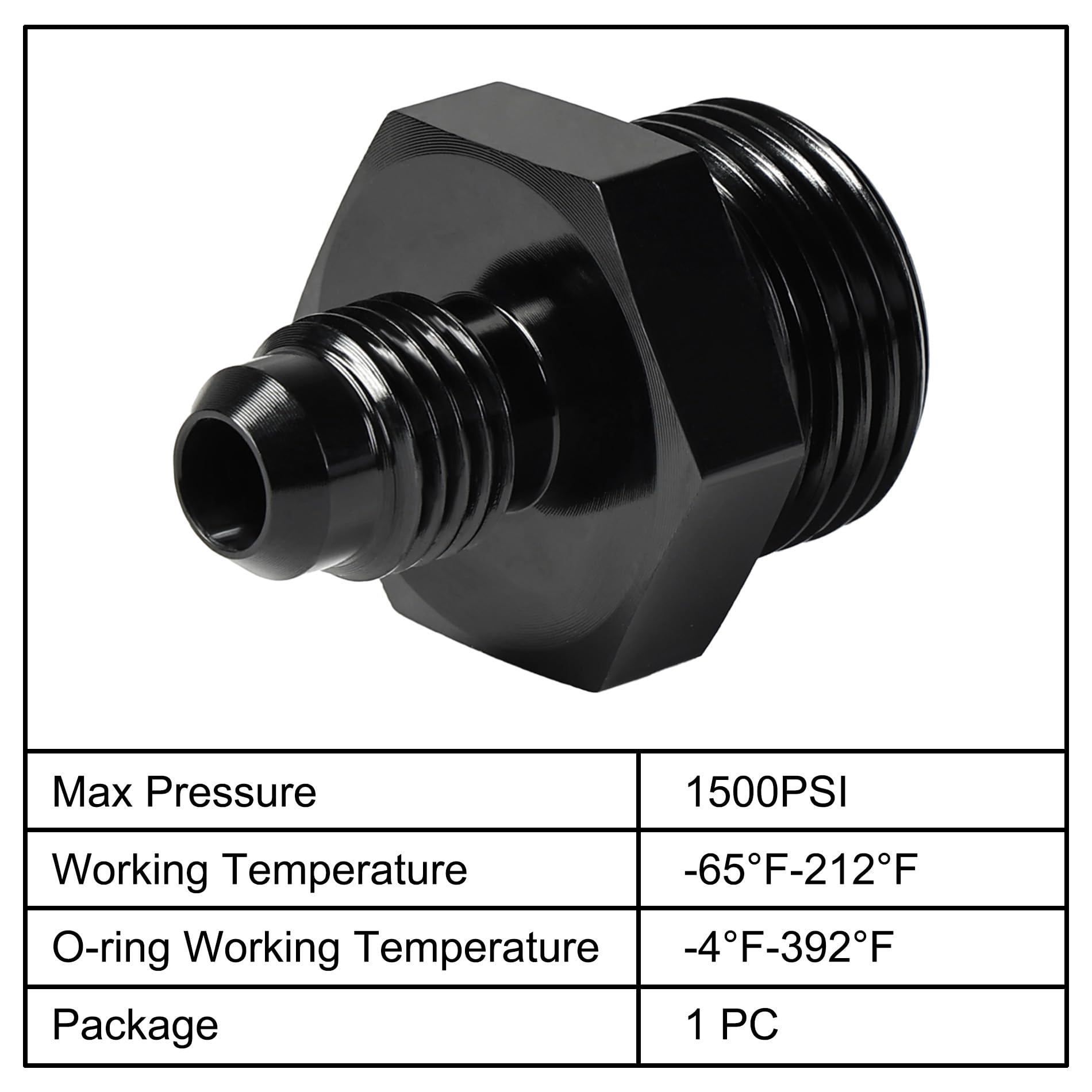 Evil Energy 4An Flare To 8An Orb Male Fuel Rail Adapter Fitting Black