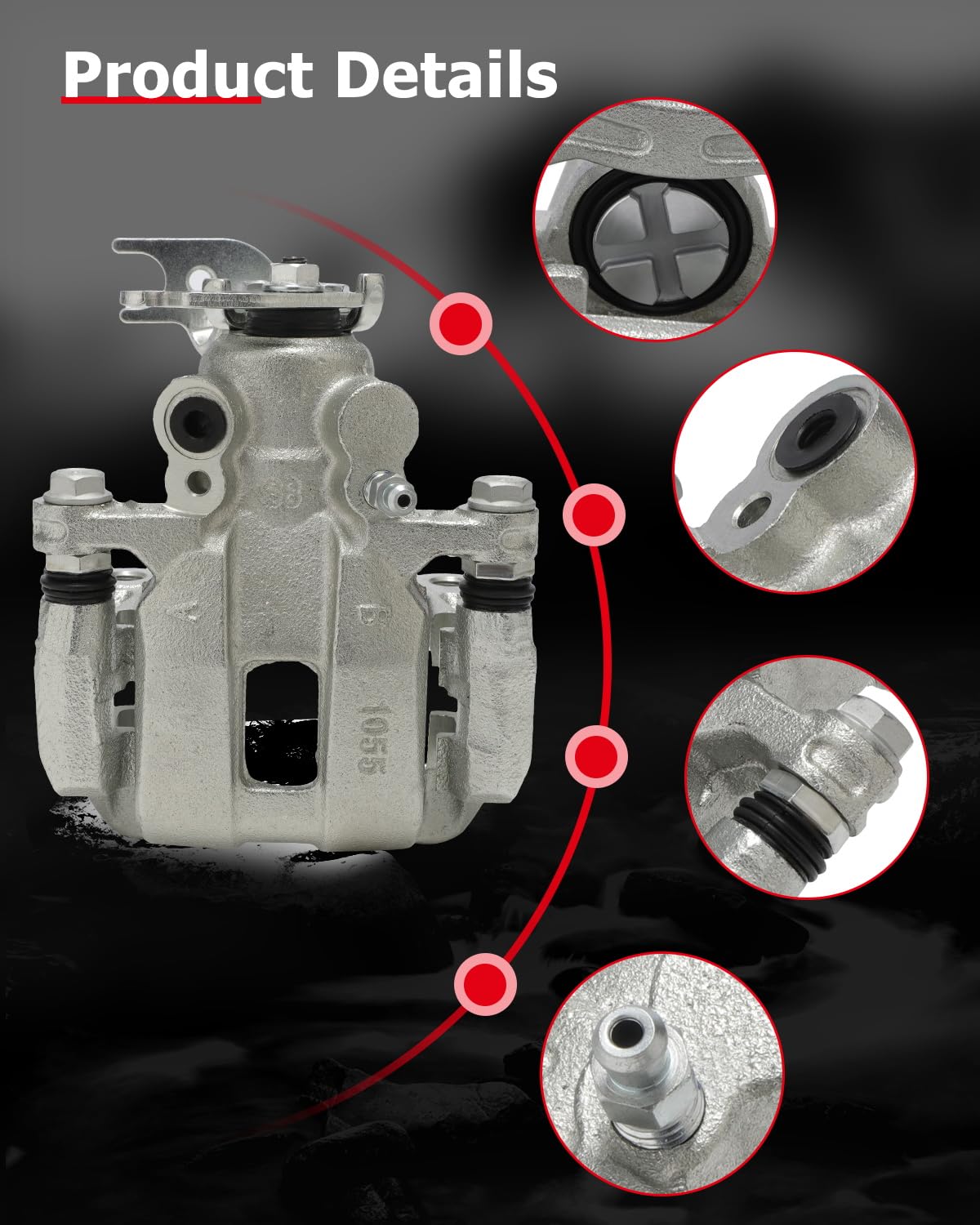 cciyu 19B3358 Rear Right Brake Caliper With Bracket For Acura For TSX 2009-2014,For Honda For Accord 2008-2012