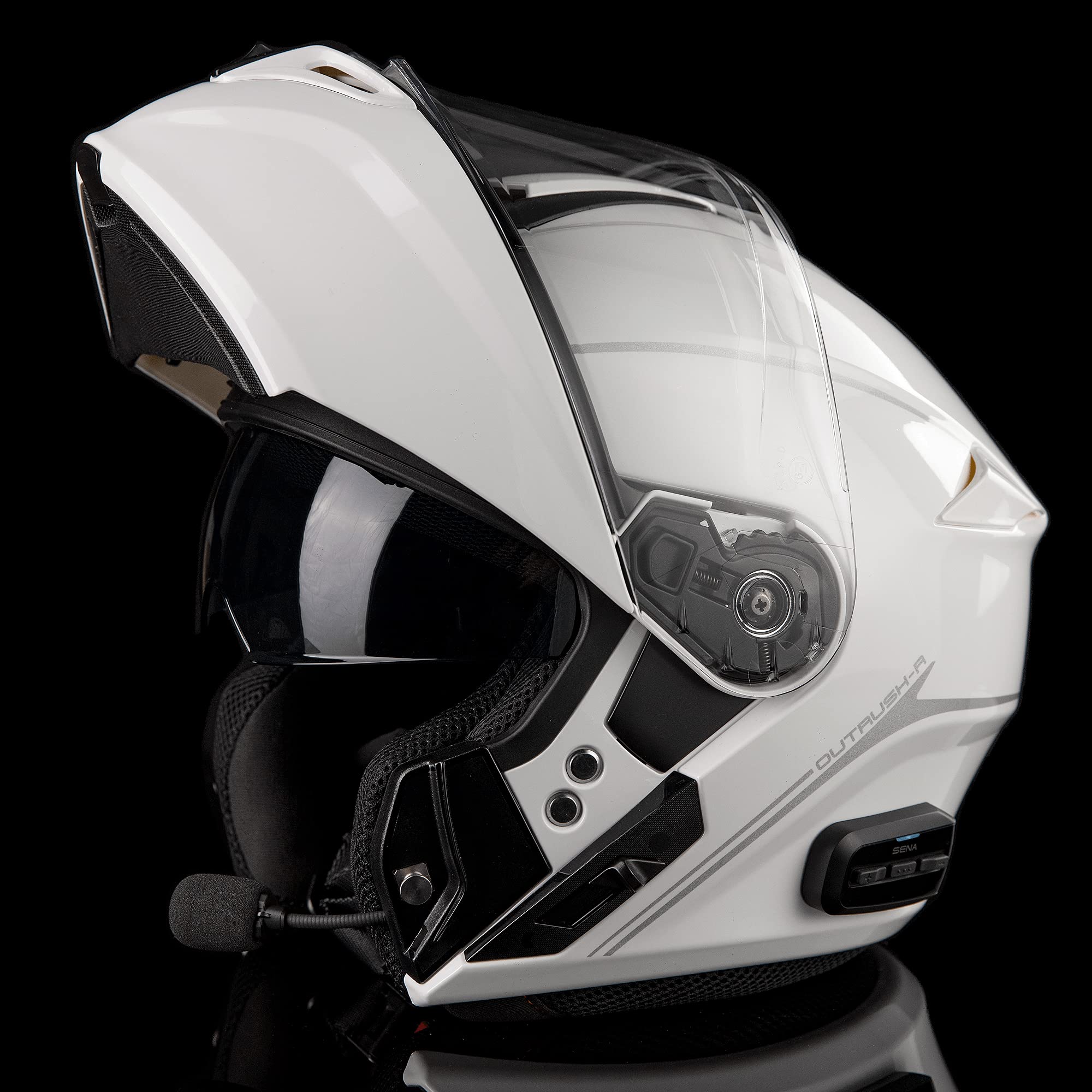Sena Outrush R Bluetooth Modular Motorcycle Helmet With Intercom System (Gloss White, Xx-Large), Discontinued