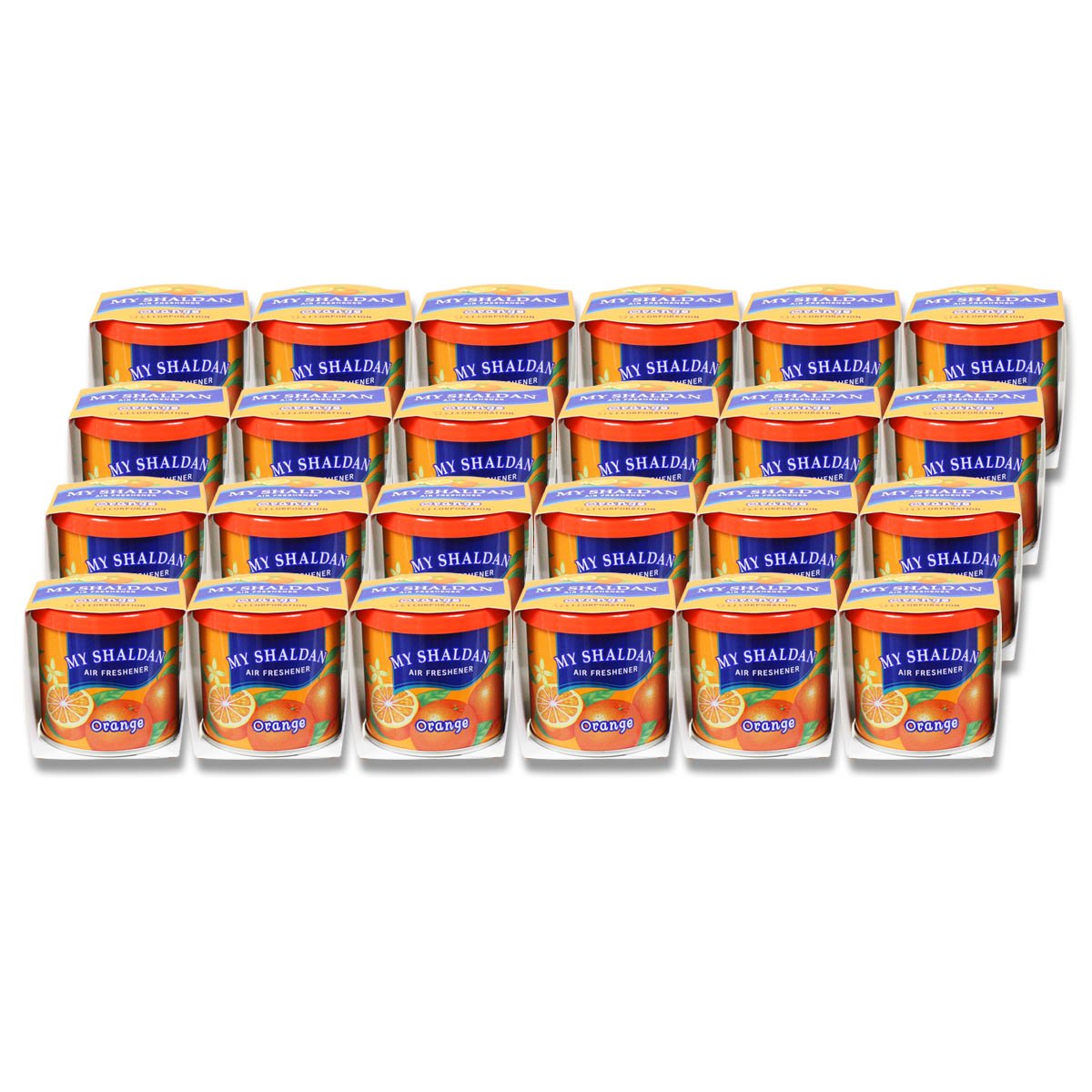 Pack Of 24 My Shaldan Japanese Car Cup-Holder Natural Air Freshener Cans (Orange Scented)