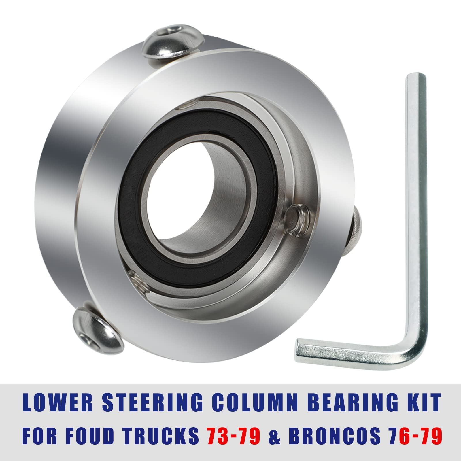 XTPTFABS Steering Column Bearing for 1966-1979 Ford Trucks & Broncos, Aluminum Steel, Silver