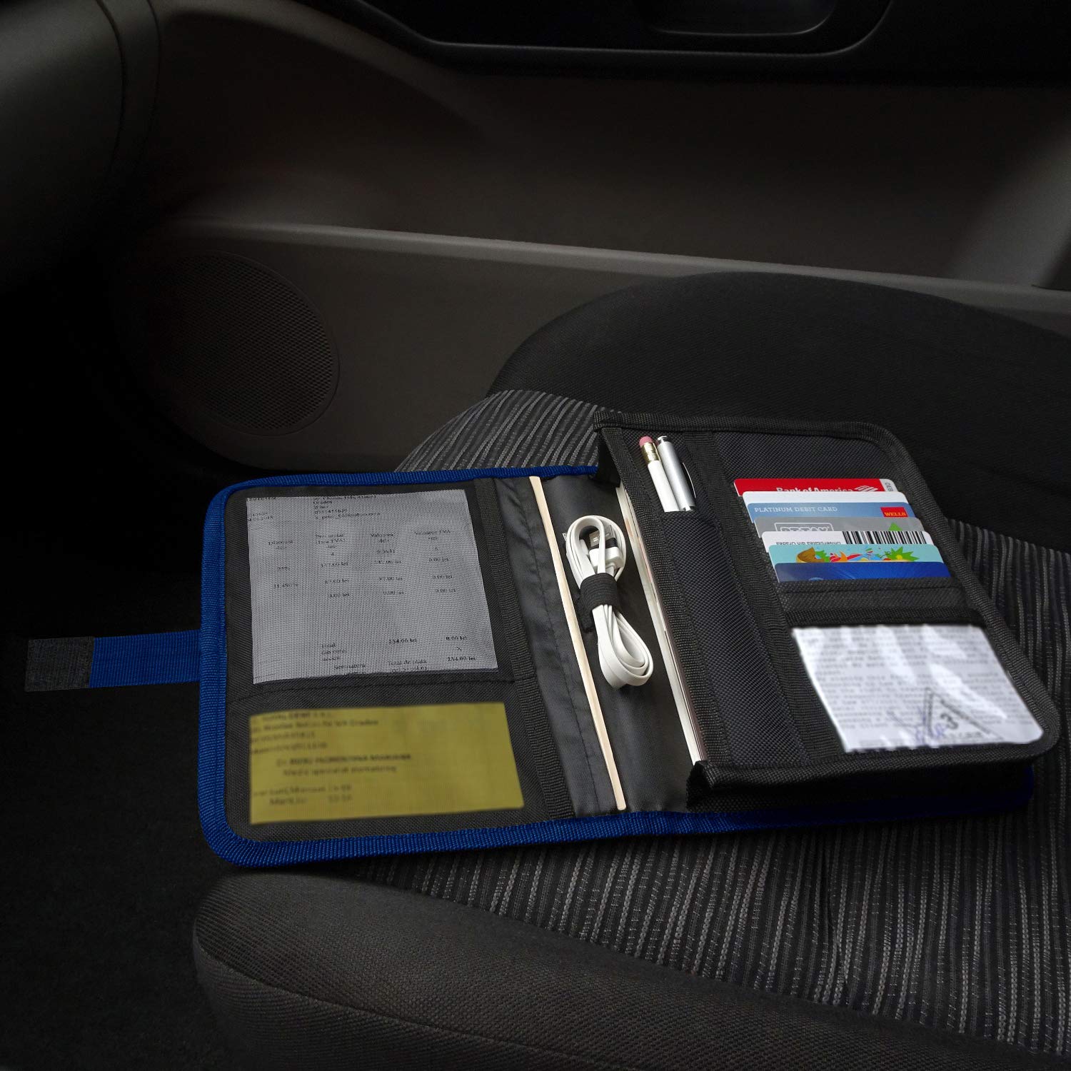 Glove Box Compartment Organizer - Car Document Holder - Owner Manual Case Pouch - Vehicle Storage Wallet For Registration & Insu