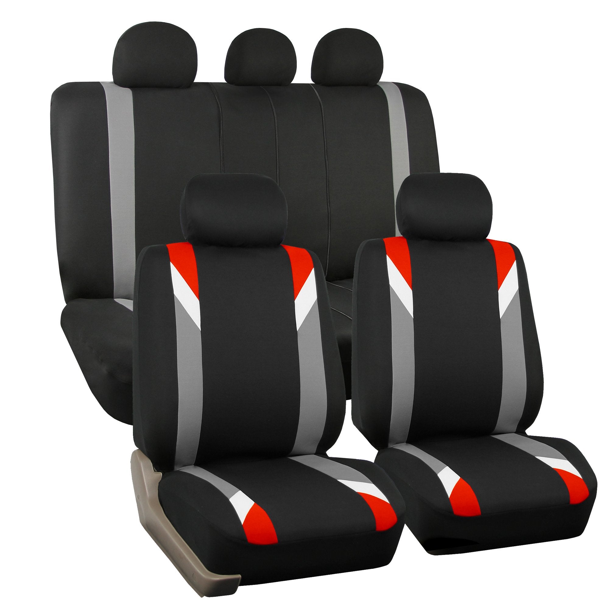 Fh Group Car Seat Covers Full Set Cloth - Seat Covers For Low Back Car Seats With Removable Headrest, Universal Fit,Automotive S