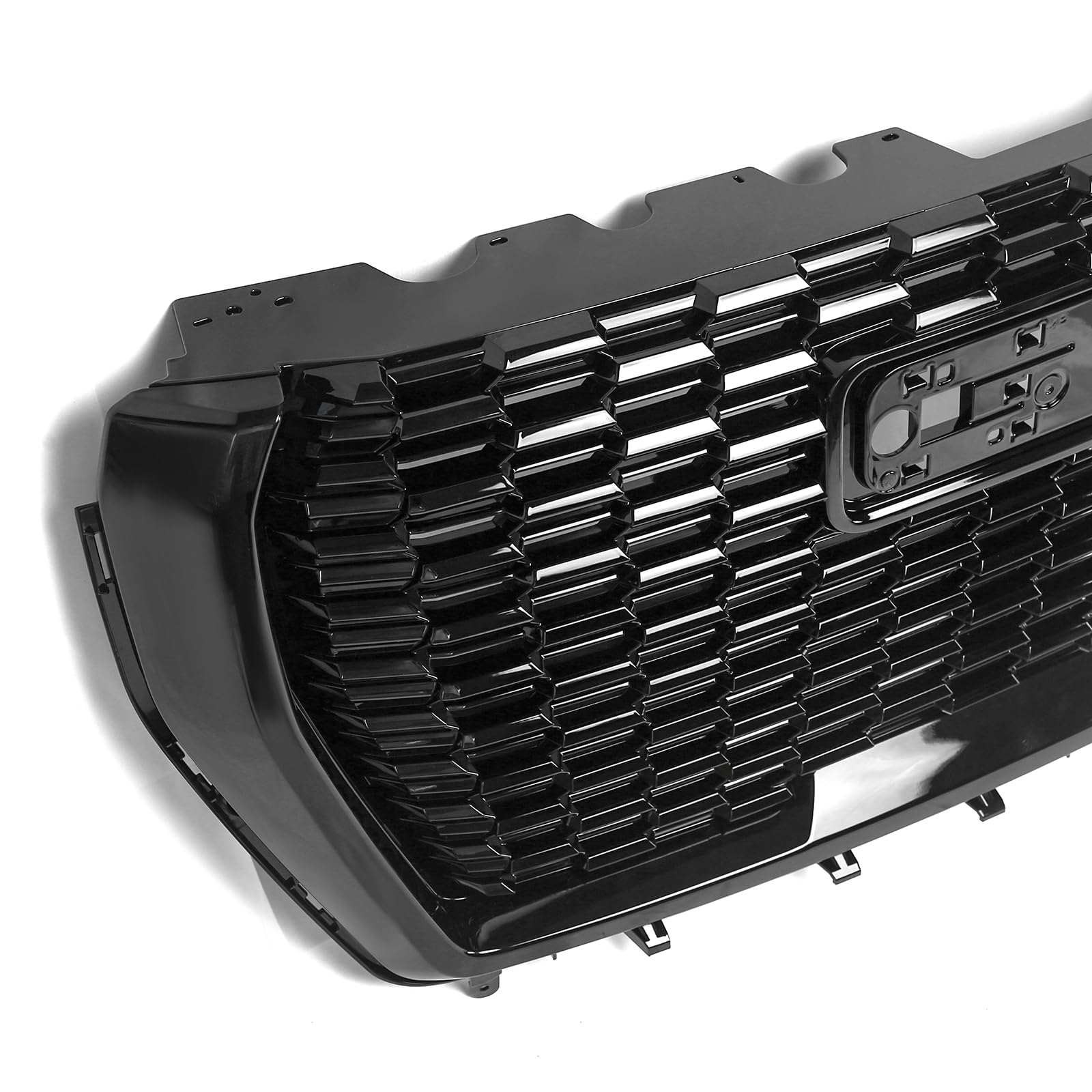 Vlincar Grille Set 6Pcs Compatible With Gmc Yukon/Yukon Xl Denali 2021 2022 2023 2024 Front Upper Grill + Lower Hood Trim Molding + Front Cover Plate + Fog Light Bezels + Camera Bracket Gloss Black