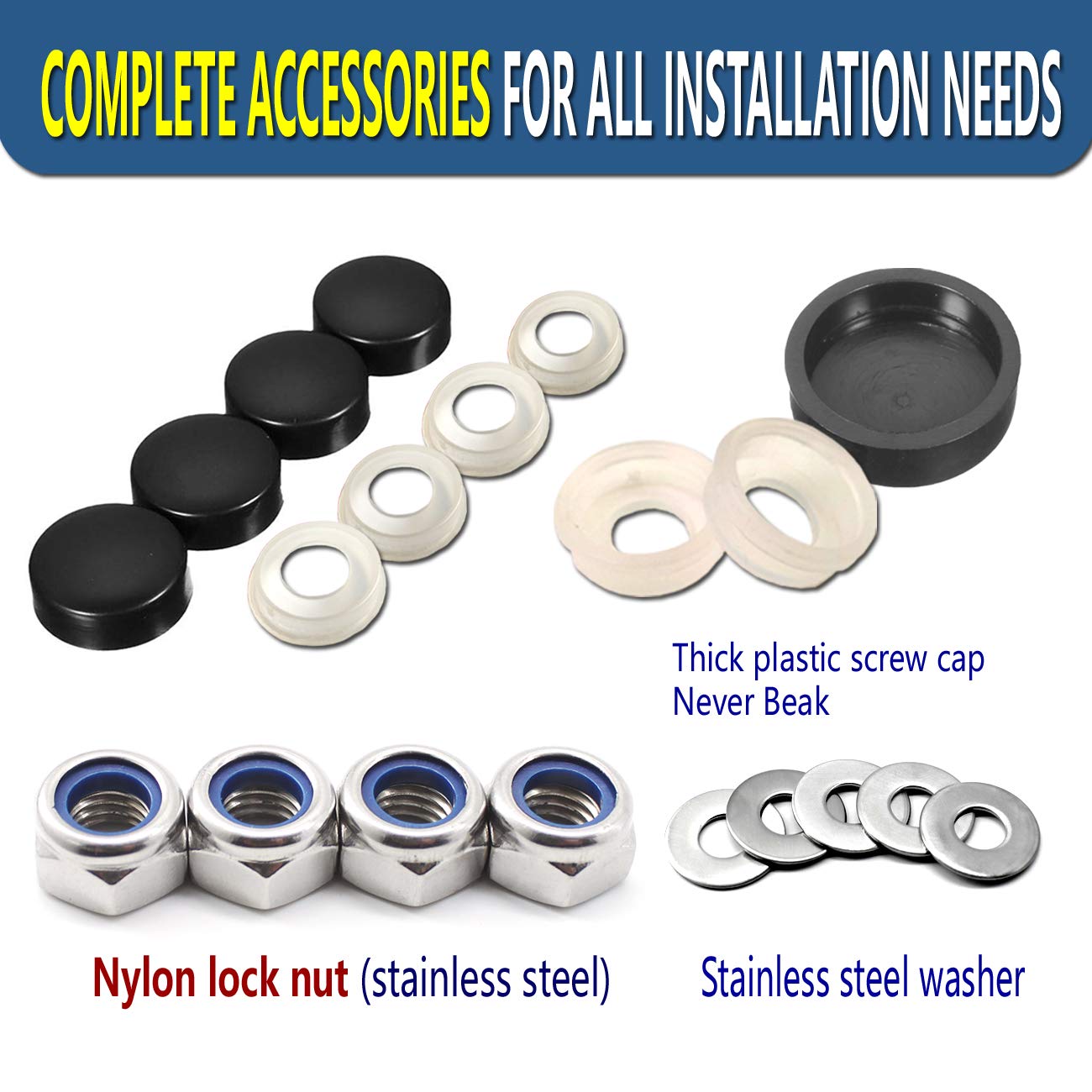 Zxfoog License Plate Screws Anti Theft- 8 Pc Button Head Torx M6 3/4 Stainless Steel Tamper Proof Machine Car Tag Bolt For License Plate Frame Holder Cover, Security Fastener Hardware And Black Caps