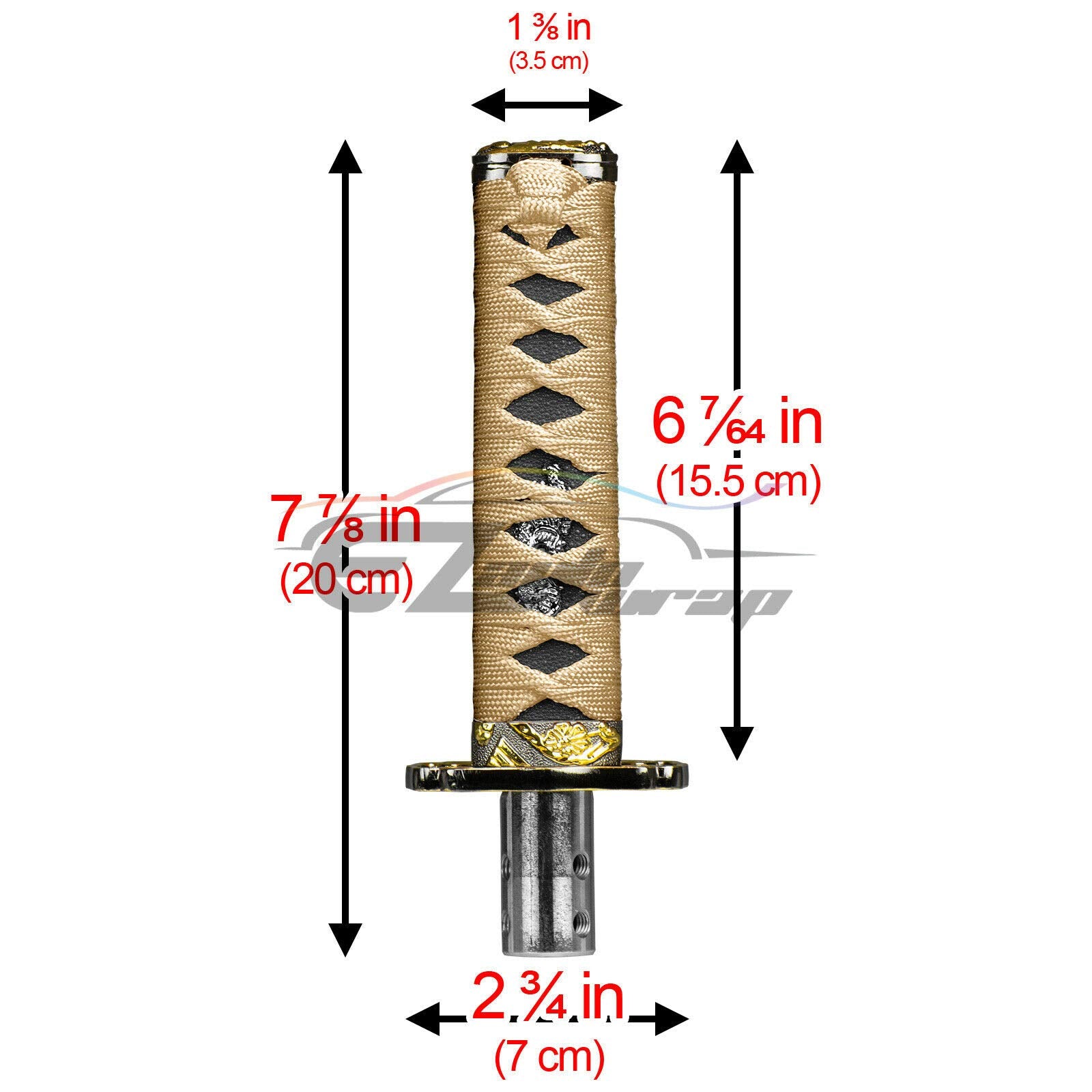 EZAUTO WRAP Samurai Sword Shift Knob - 15cm Gold Black Alloy Katana, Universal Adapter