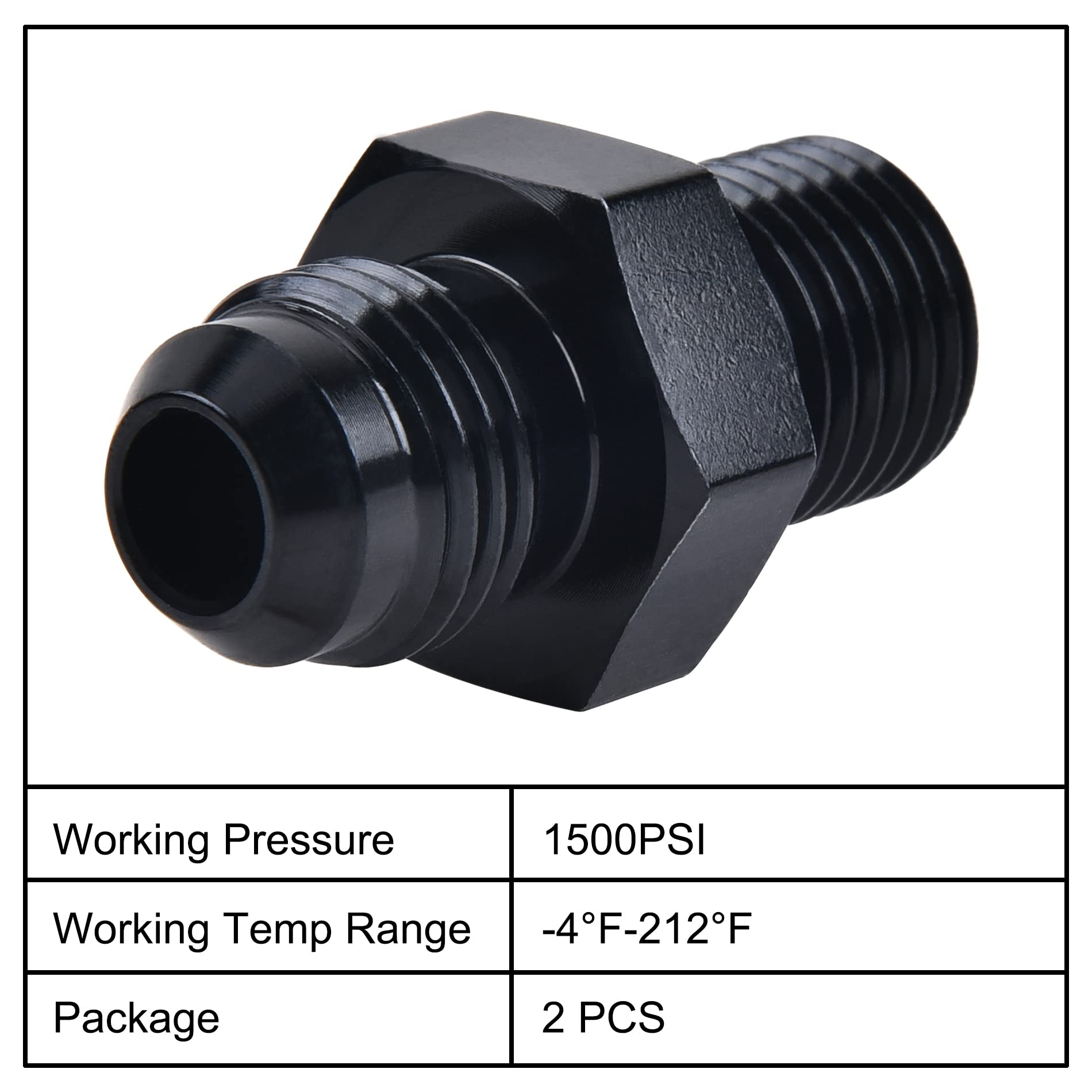 Evil Energy 6An Male Flare To M14 X 1.5Mm Male Metric Fitting Adapter Aluminium Alloy 2Pcs