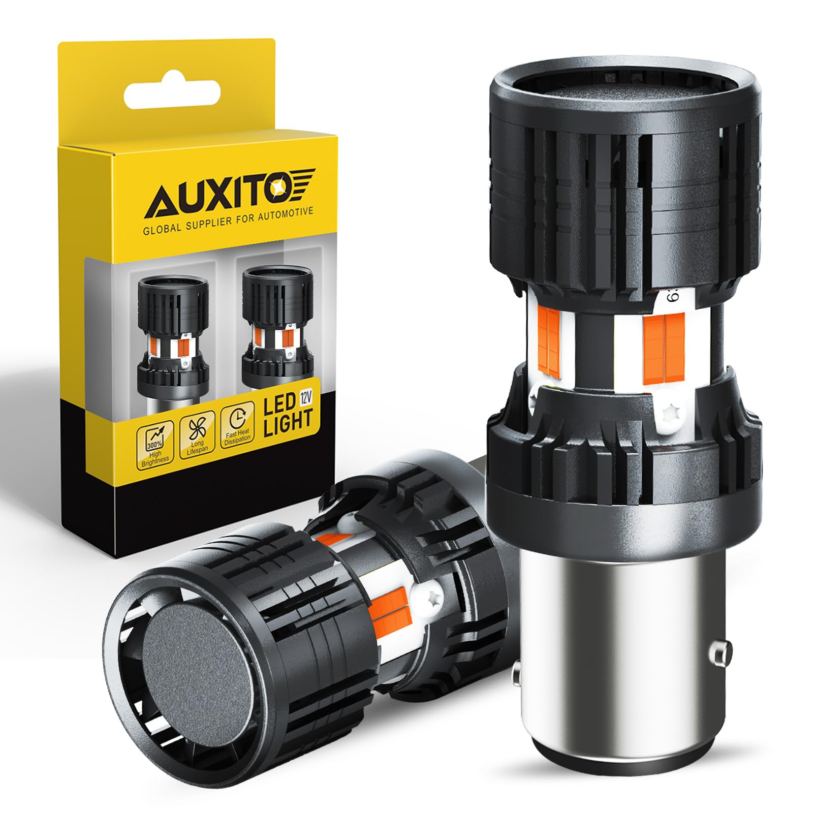 Auxito 2025 Latest Canbus 7440 7443 Led Bulbs Amber Yellow With Built-In Resistor Anti Hyper Flash 7440Na 7441 7444 7444Na W21W