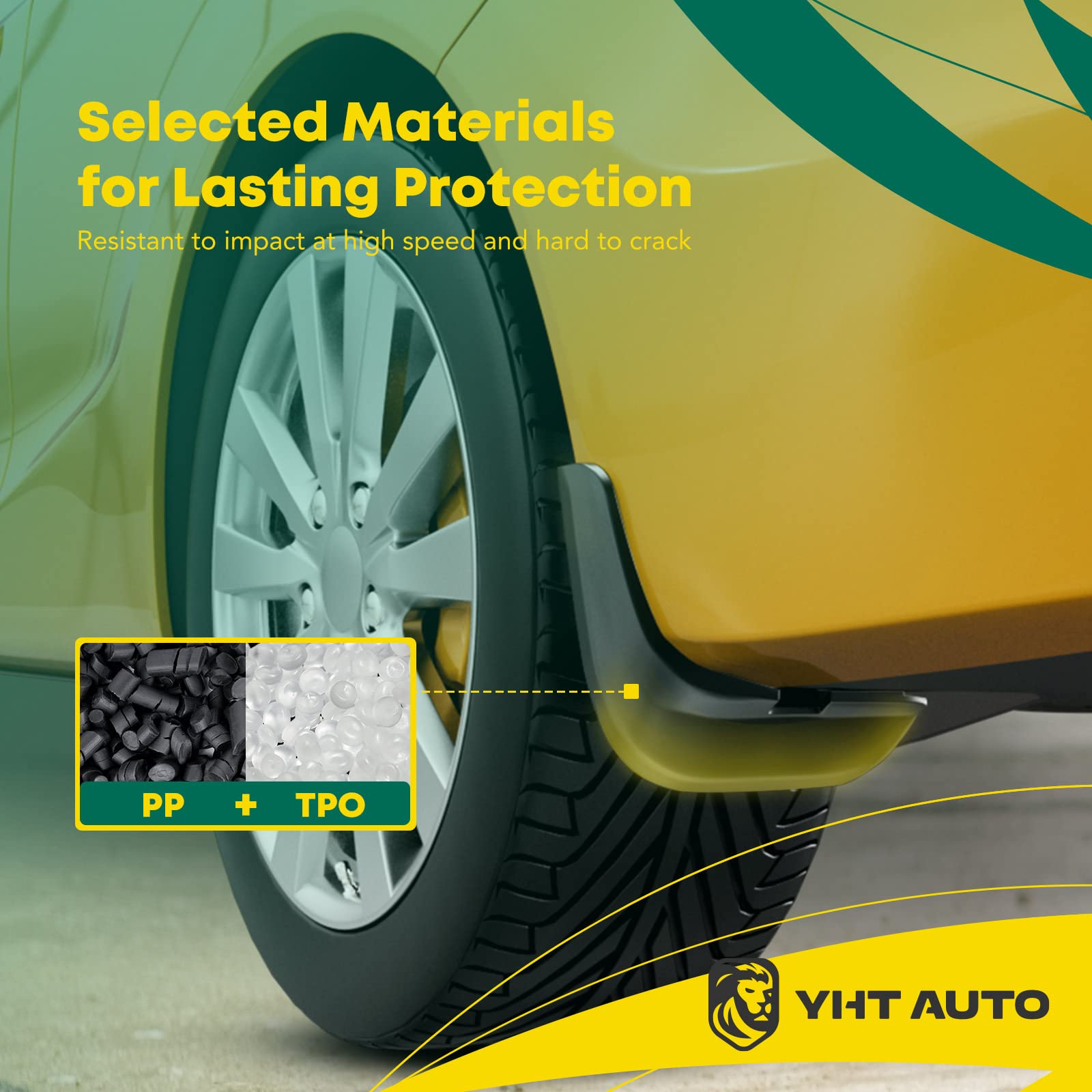 YHTAUTO Set of 4 Mud Flaps Splash Guards Accessories Replacement for Volkswagen Golf 1999-2005 Hatchback, Front and Rear LH RH,