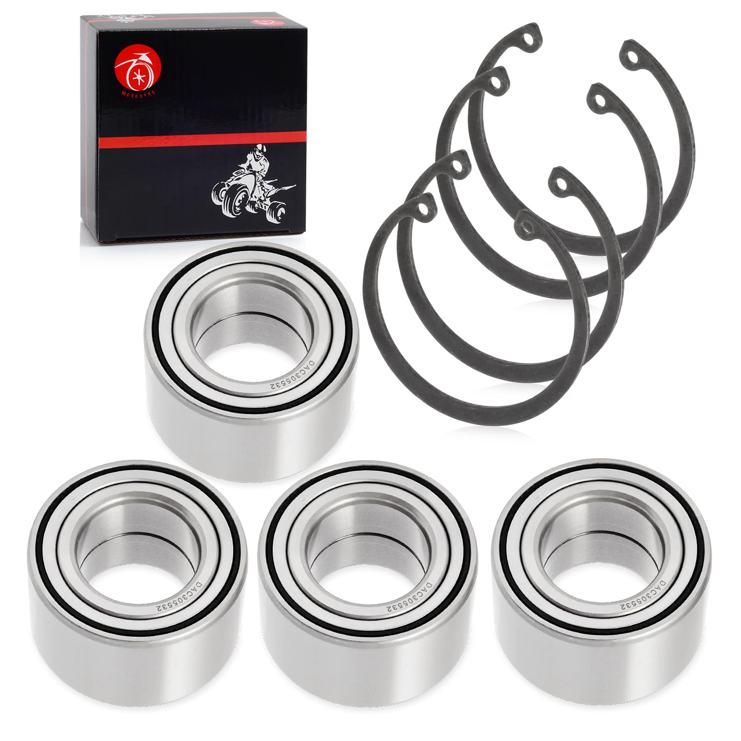 93305-00602-00 Front & Rear Heavy Duty Wheel Bearing 30x55x32mm + CIRCLIP Compatible with YAMAHA GRIZZLY 550 660 700 Kodiak 450