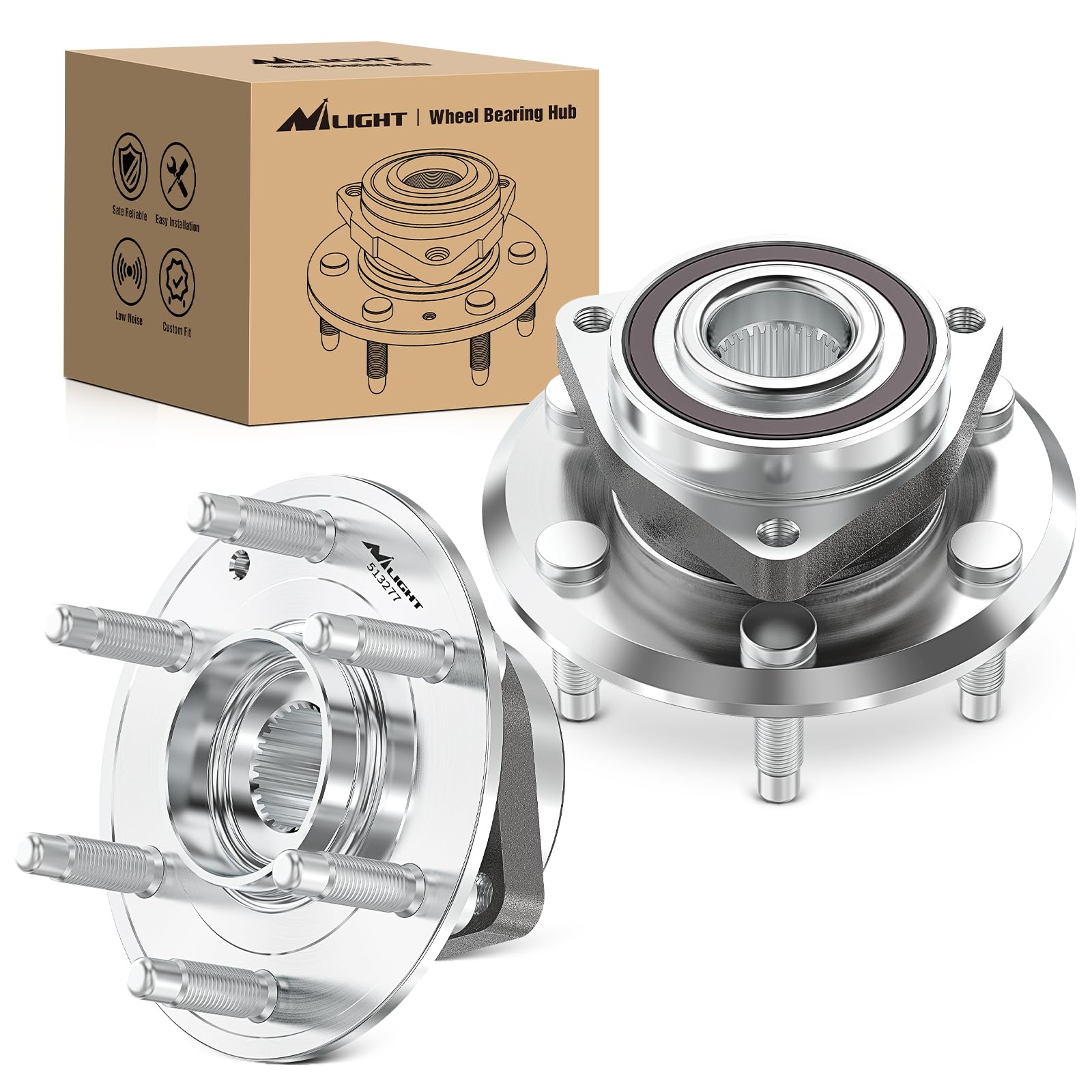 Nilight Front or Rear Wheel Bearing and Hub Assembly for Chevrolet Traverse 2009-2012 2013 2014 2015 2016 2017, GMC Acadia 2007-