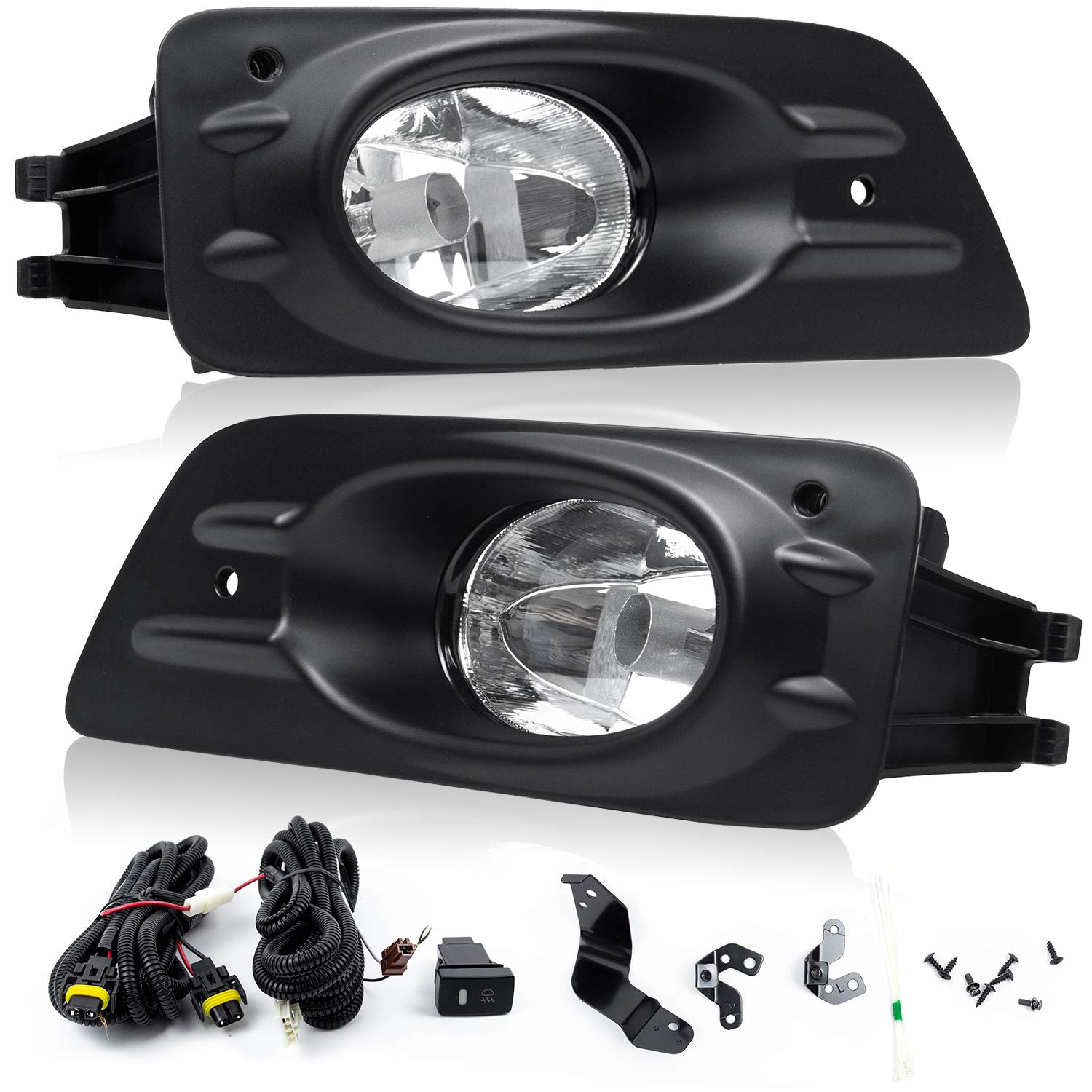 Rp Remarkable Power, Fog Light For 2006 2007 Accord 4Dr(4 Door) Driving Bumper Fog Lamps With Wiring Harness& Switch Clear Lens 