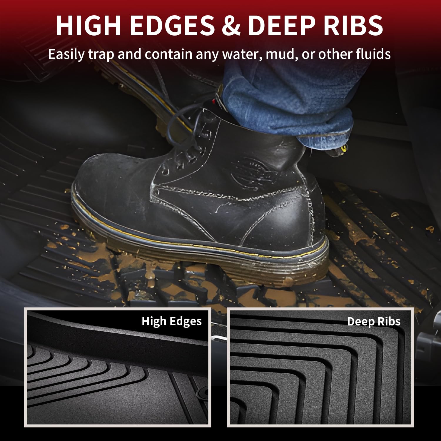 Lasfit Floor Mats For Honda Accord Sedan 2023-2025 (Include Hybrid Models), All Weather Tpe Car Liners,1St And 2Nd Row, Black