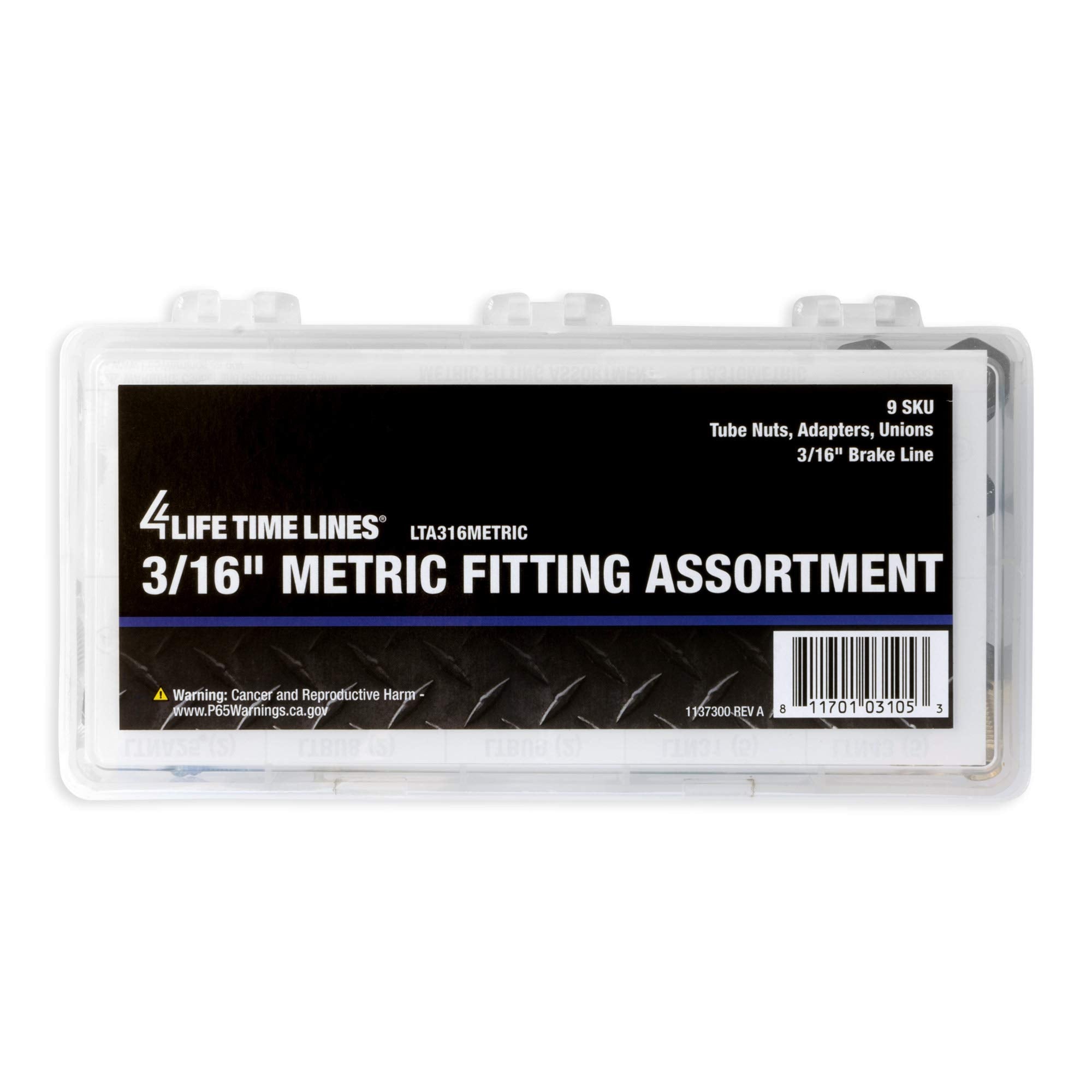 4Lifetimelines- 3/16'' Metric Fitting Assortment Kit, Tube Nut, Union, Adapter, 9 Popular Skus, 36 Pieces, 25 Tube Nuts, 4 Union