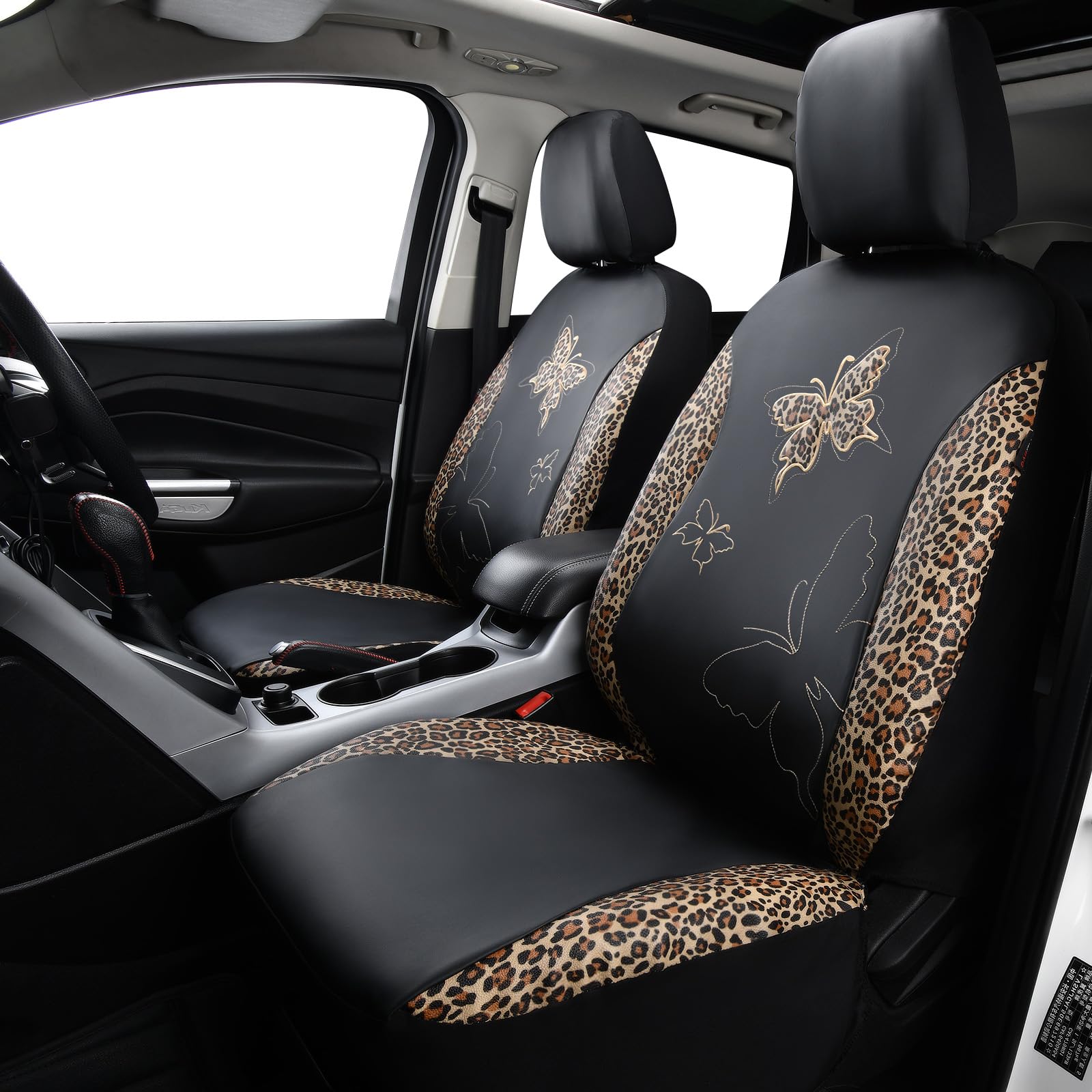 Flying Banner Butterfly Car Seat Covers Ful Set Fashion Universal Lady Woman Female Rear Bench Split Colorized (Full Set - Faux