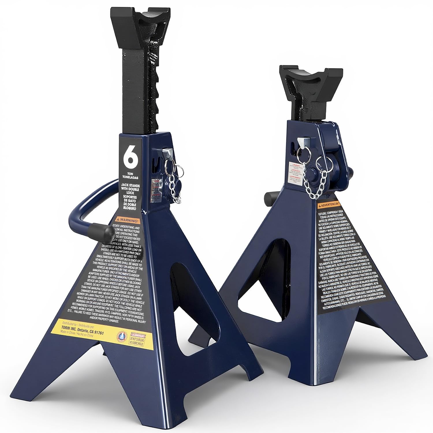 Big RED Jack Stands 6 Ton with Double Locking, 14.2-23.8 inch Adjustable Height for Lifting Cars, SUV, Van, 12000 lb Capacity, 1
