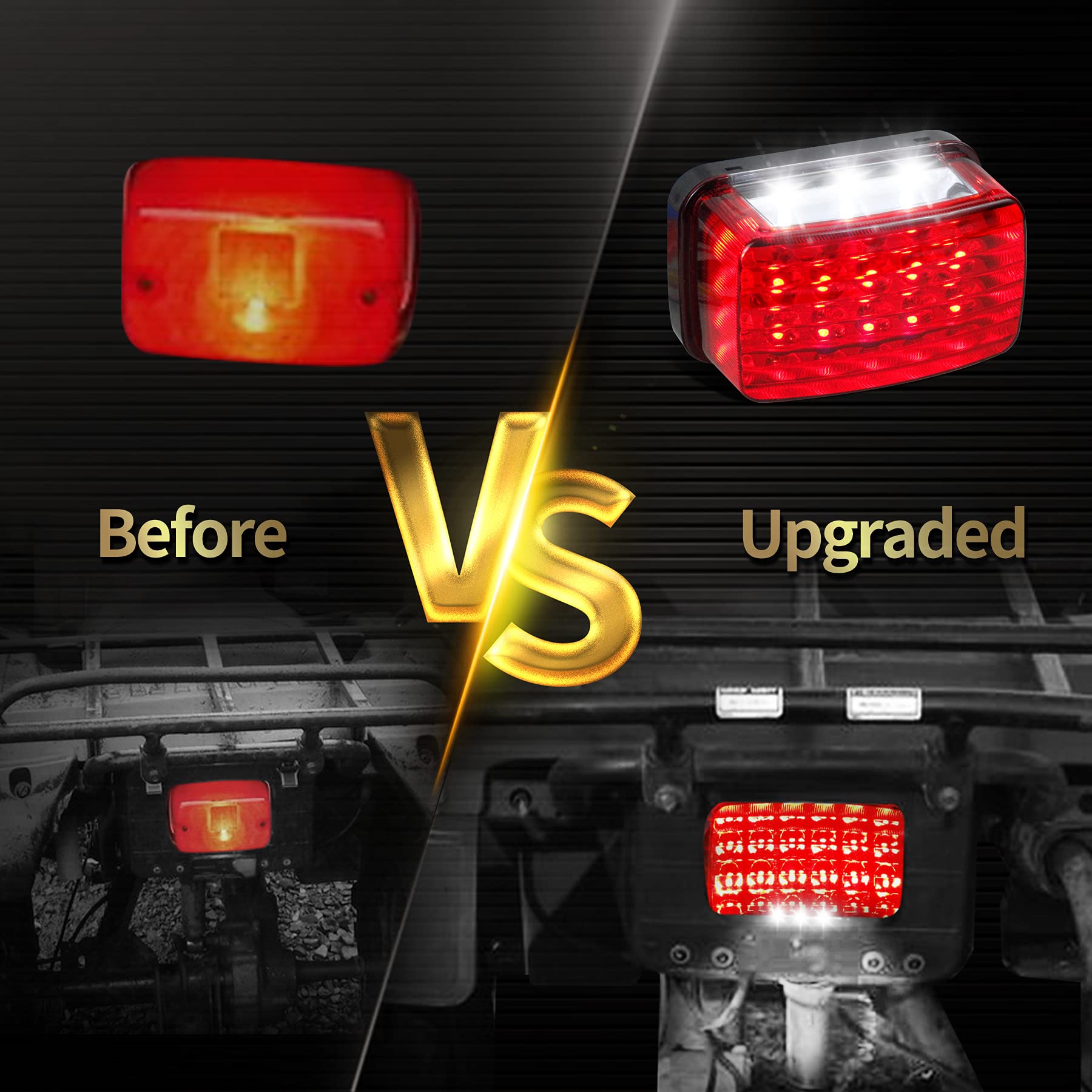 Quasco Led Tail Light Red Lens Atv Taillight Brake Lights Compatible With Yamaha Grizzly Big Bear Bruin Kodiak Wolverine Rhino V